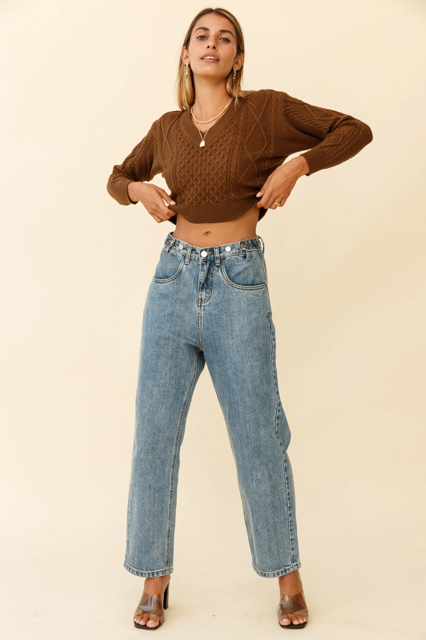 Dulce de Leche Long Sleeve Tie-Back Knit Sweater Olive - Image 6