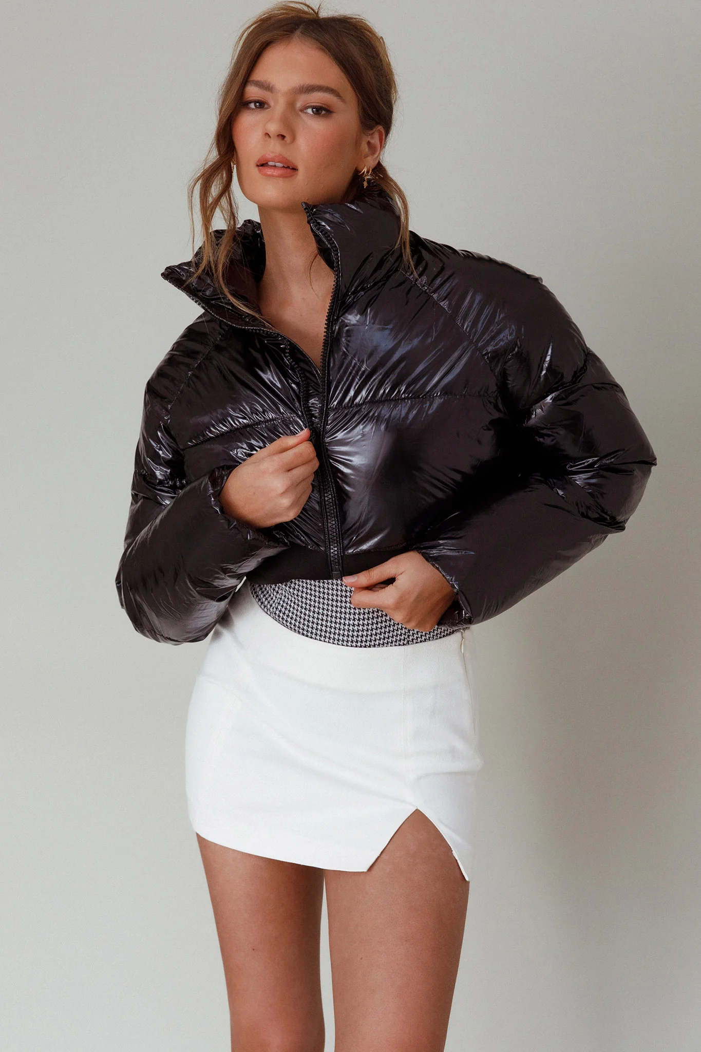 Eadie Crop Puffer Jacket Black - Image 7