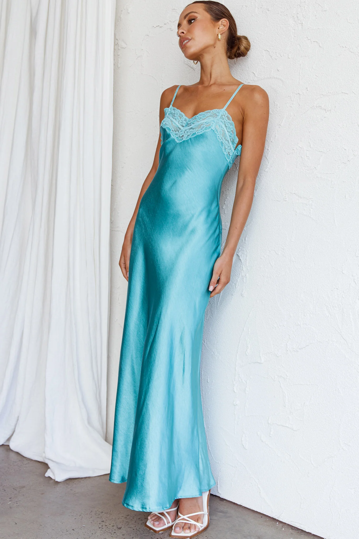 East Coast Lace Bust Midi Dress Aqua Blue - Image 7
