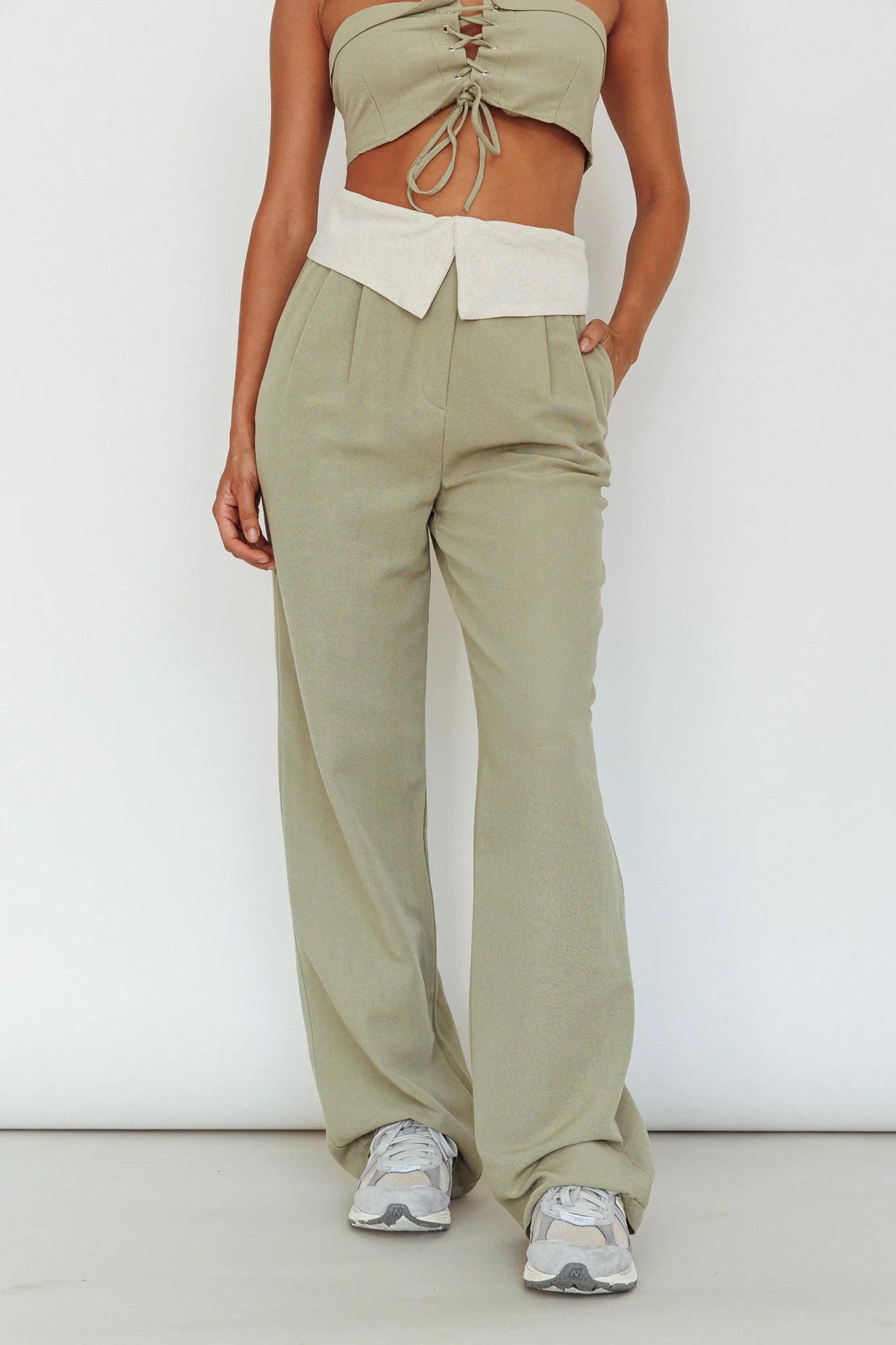 East Village Foldover Pants Sage - Image 4