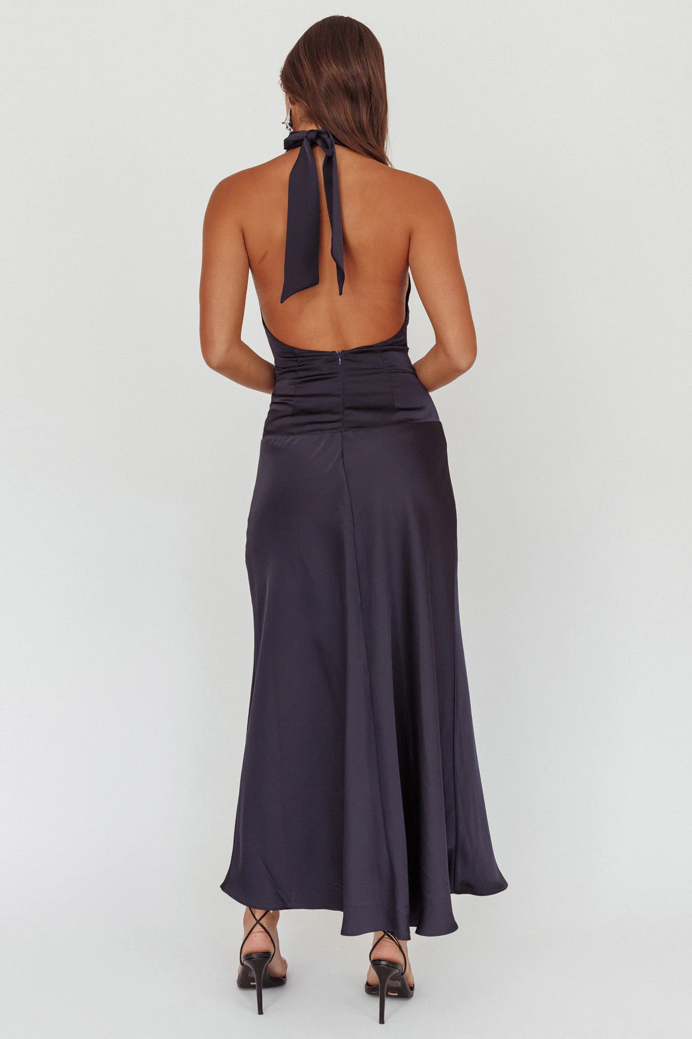 Elcie Drop Waist Halter Maxi Dress Navy - Image 2