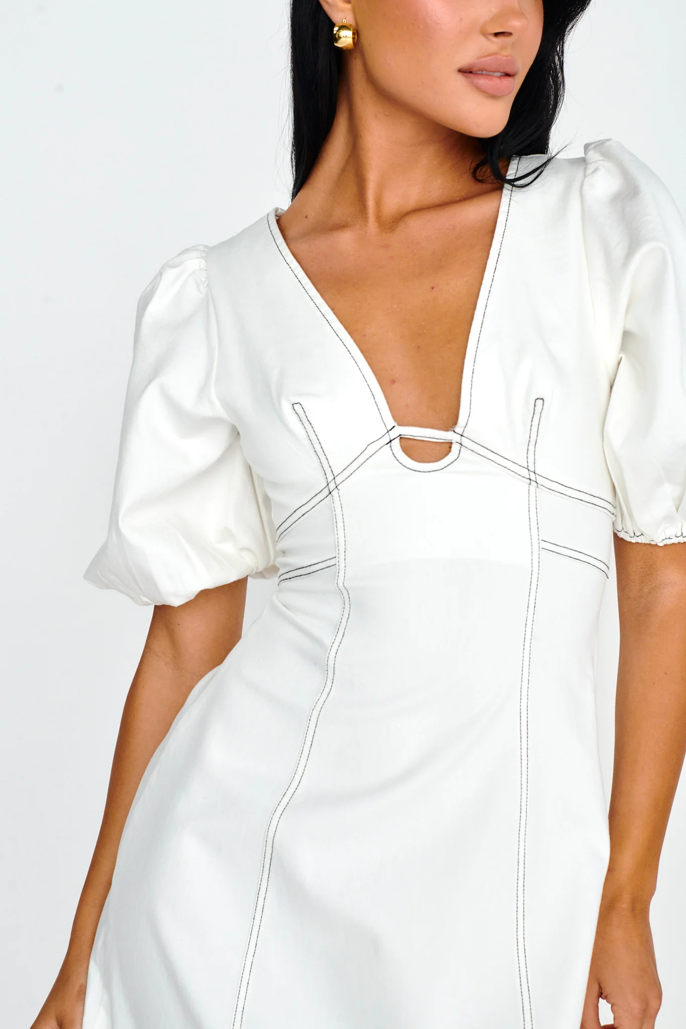 Elias Puff Sleeve Midi Dress White - Image 4