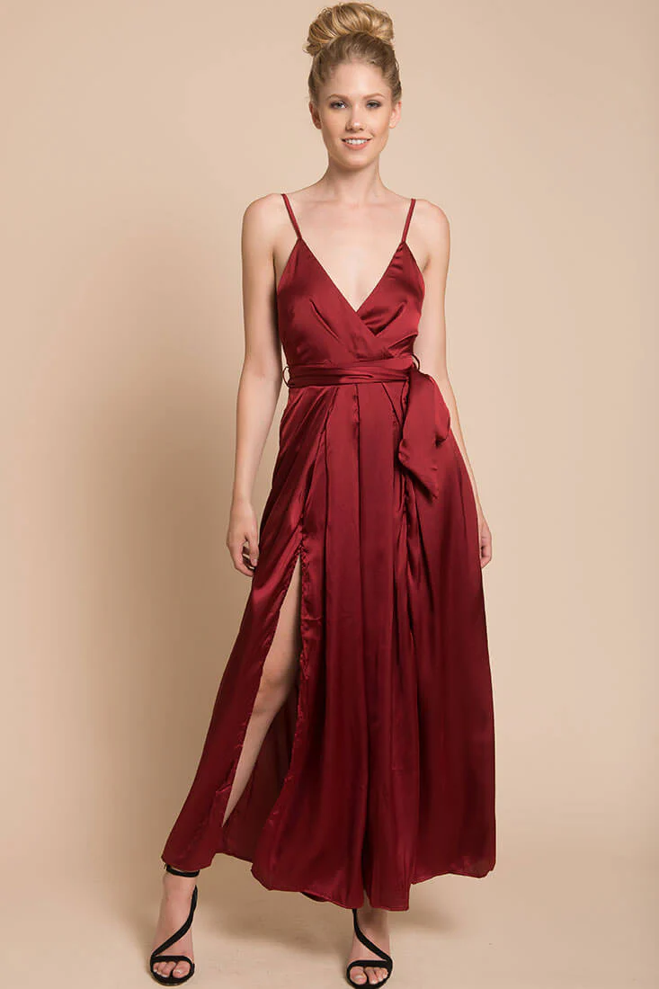 Ella Open Back Jumpsuit Burgundy