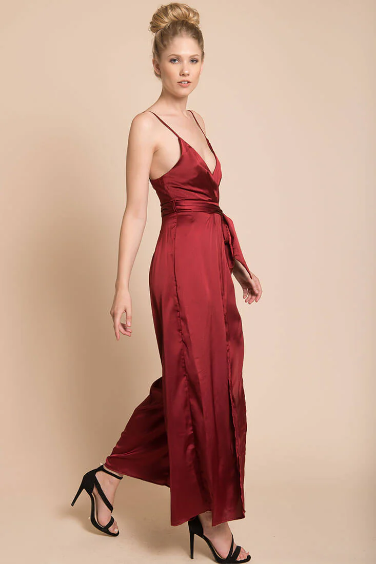 Ella Open Back Jumpsuit Burgundy - Image 3
