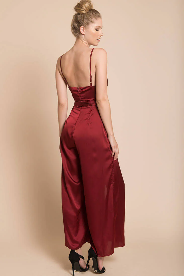 Ella Open Back Jumpsuit Burgundy - Image 4