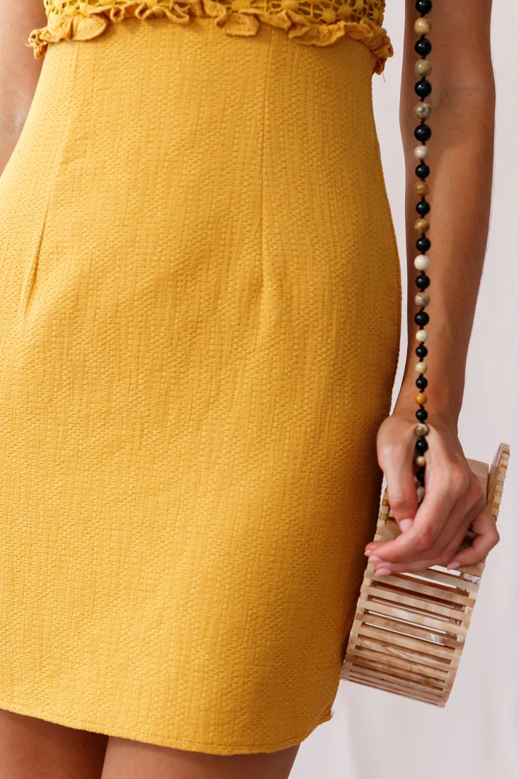 Elle Crochet Bust Mini Dress Mustard - Image 4