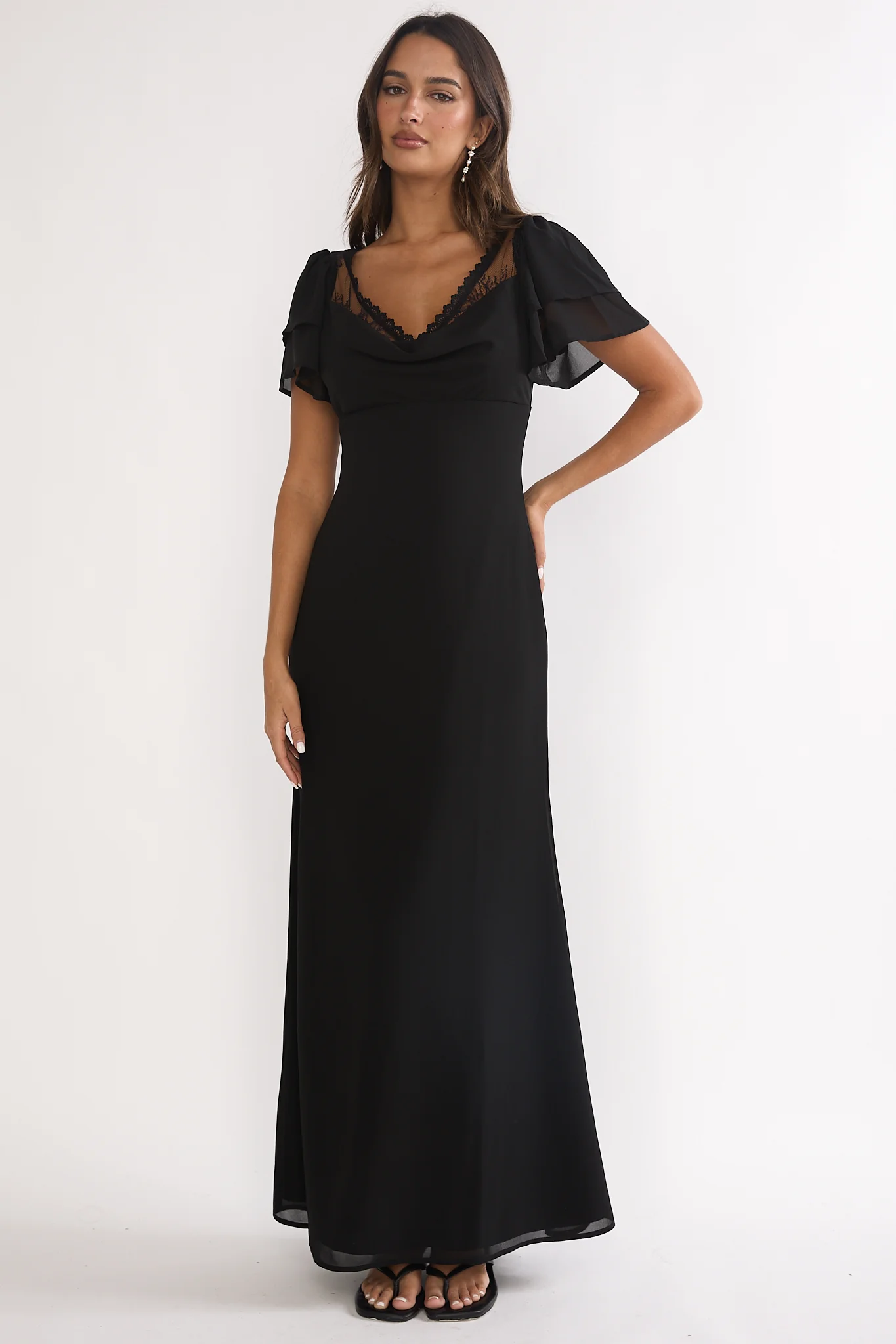 Elorin Lace Trim Maxi Dress Black - Image 5