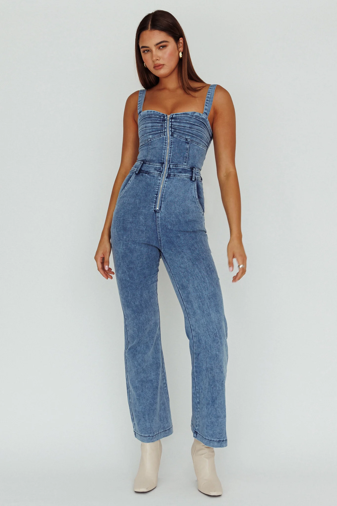Emilio Flared Jumpsuit Denim - Image 6