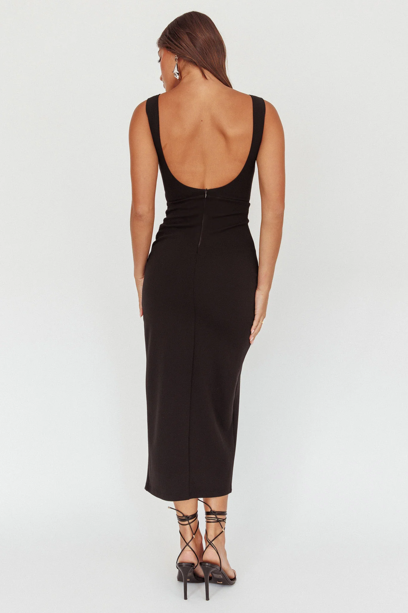 Emille Cut-Out Split Midi Dress Black - Image 3