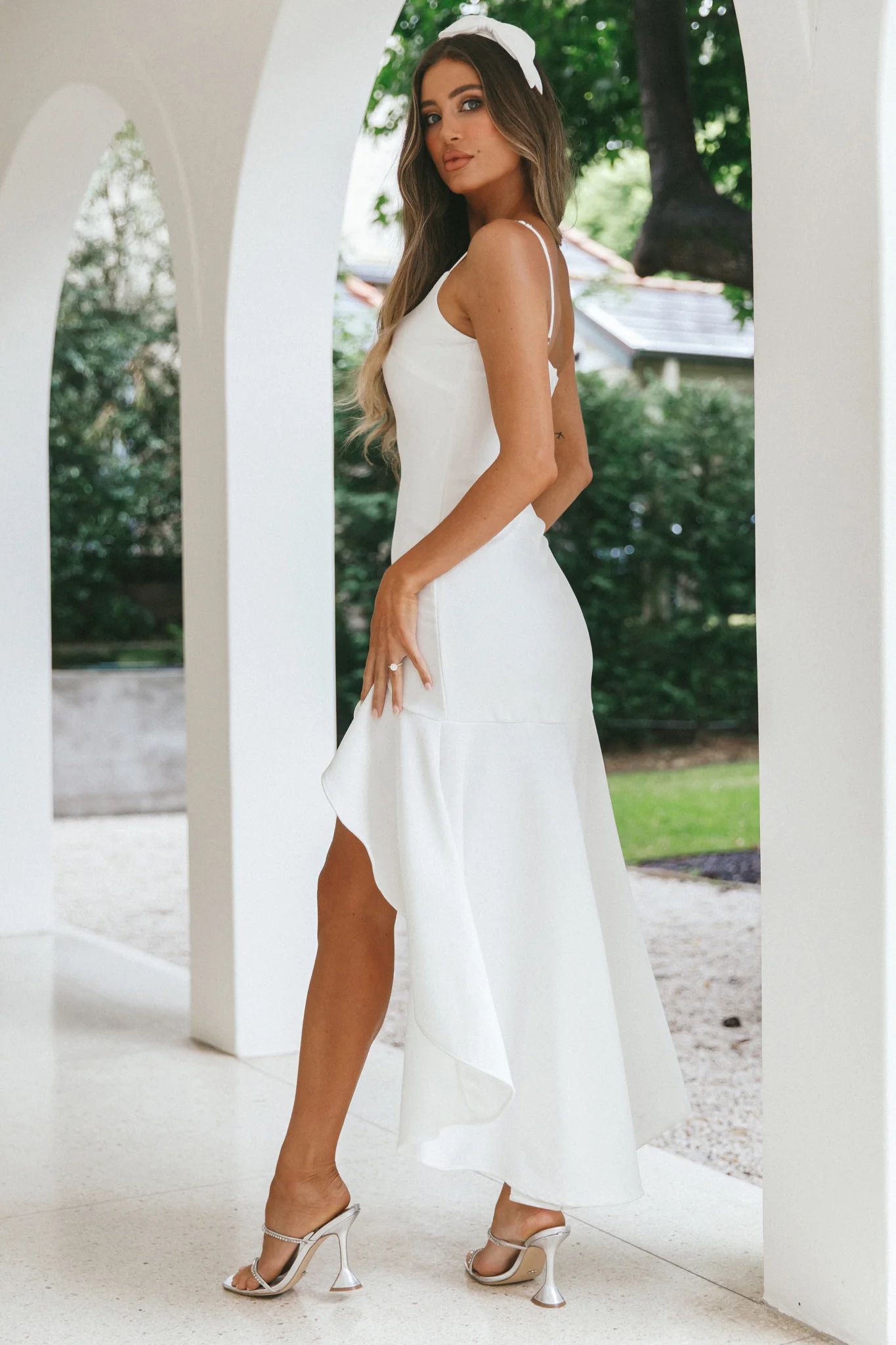 Emoji Asymmetrical Hemline Dress White - Image 3