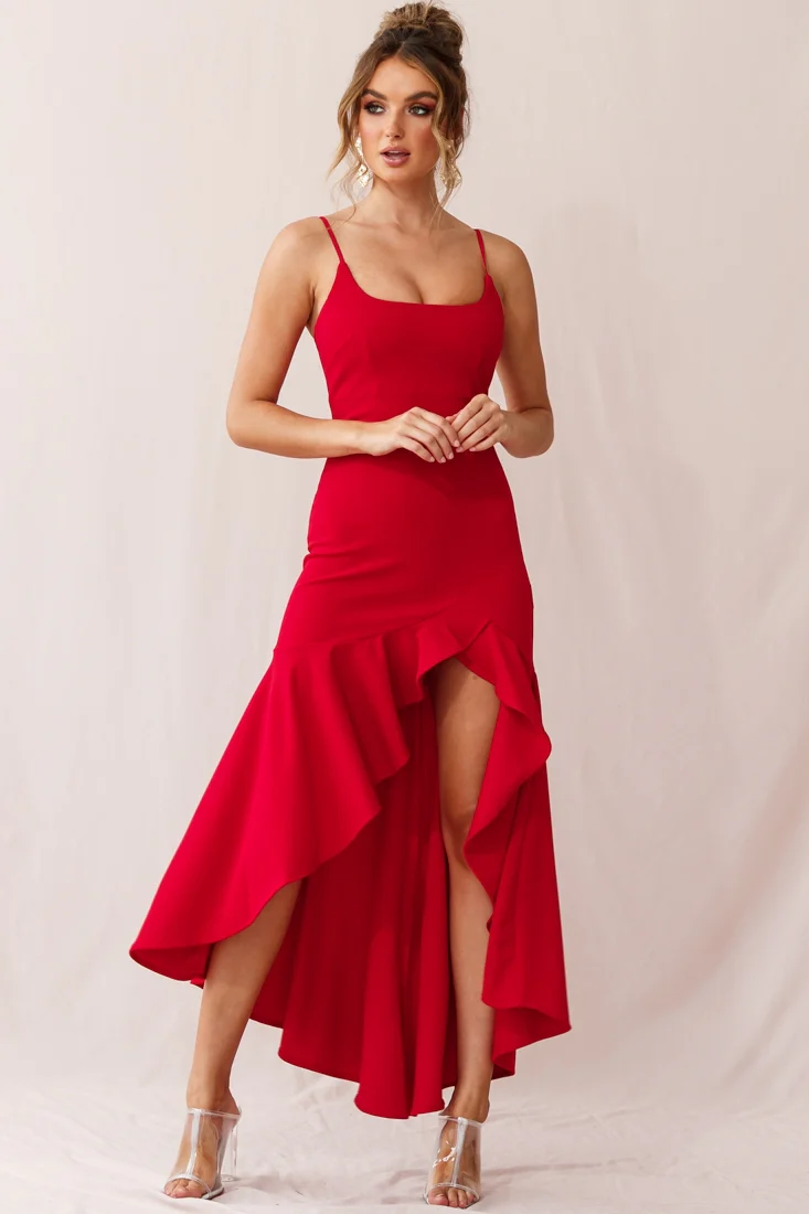 Emoji Asymmetrical Hemline Dress Red - Image 13