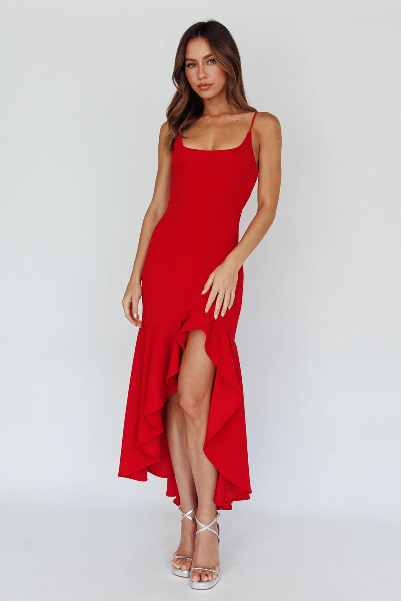 Emoji Asymmetrical Hemline Dress Red - Image 6