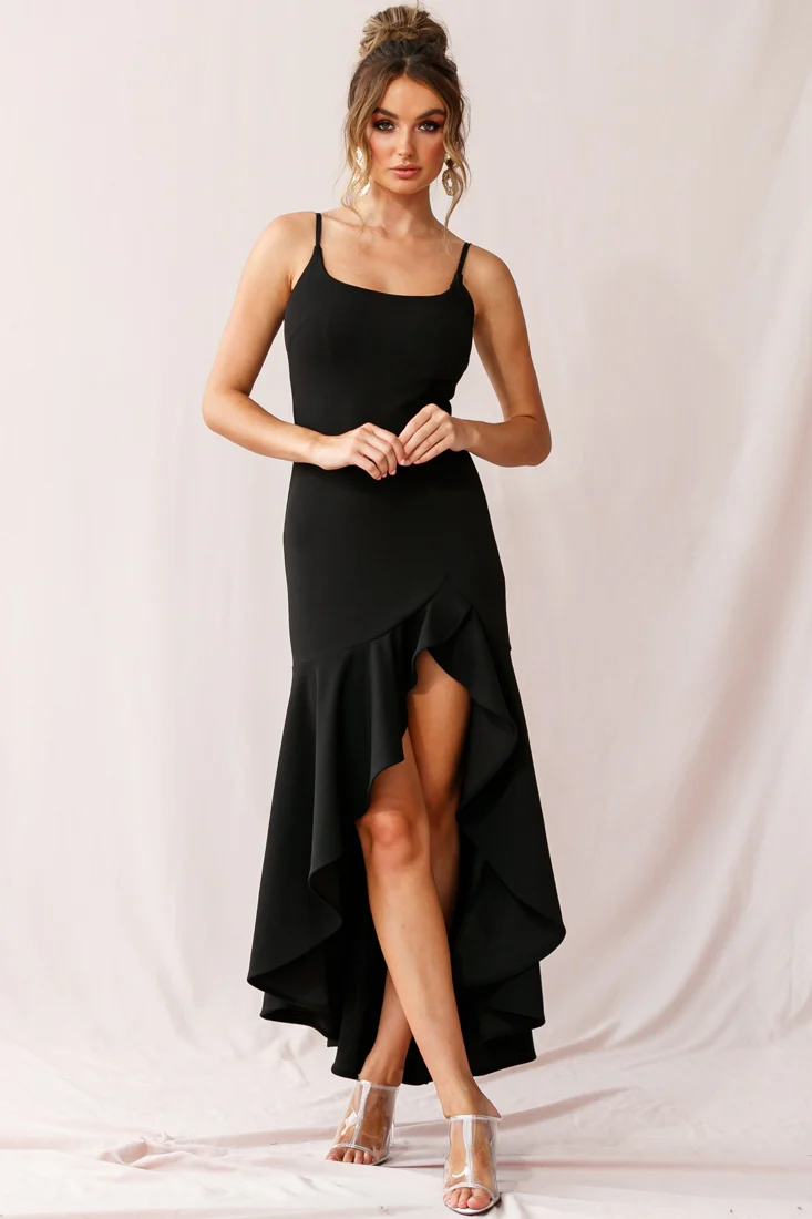 Emoji Asymmetrical Hemline Dress Black - Image 2