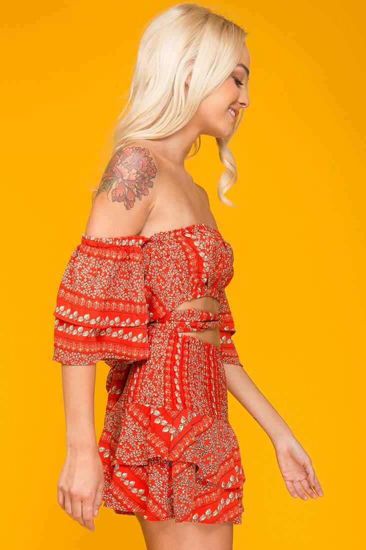 Emory Floral Print Skort Red - Image 6