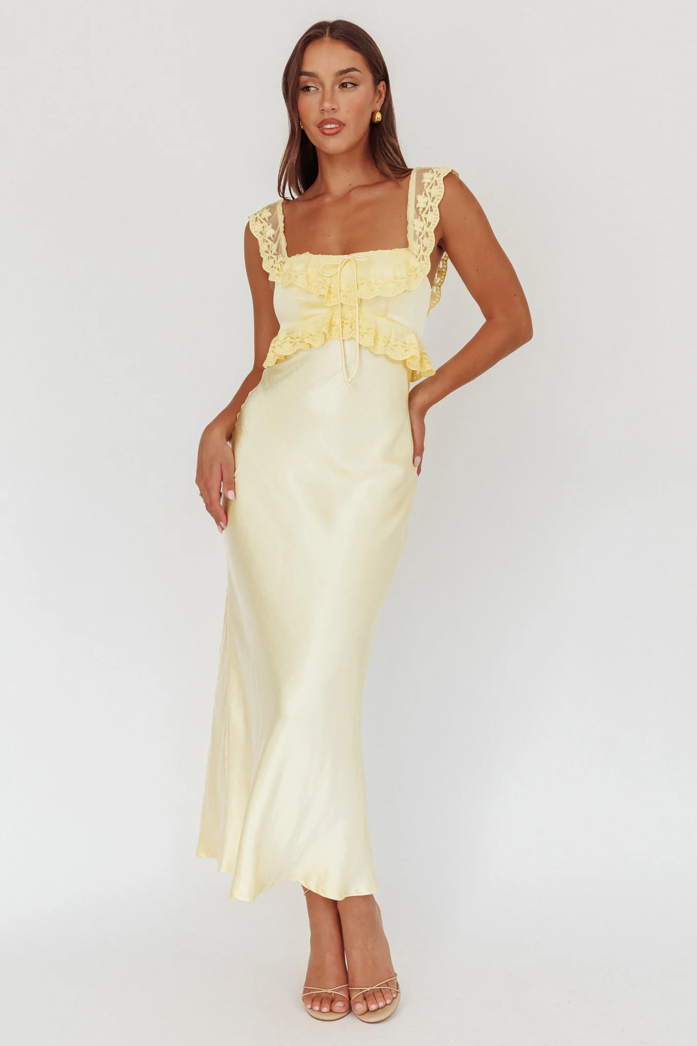 Escapade Lace Trim Maxi Dress Banana - Image 4