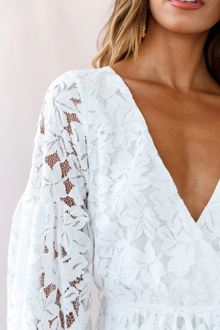 Ever After Keyhole Back Lace Dress White - Image 5