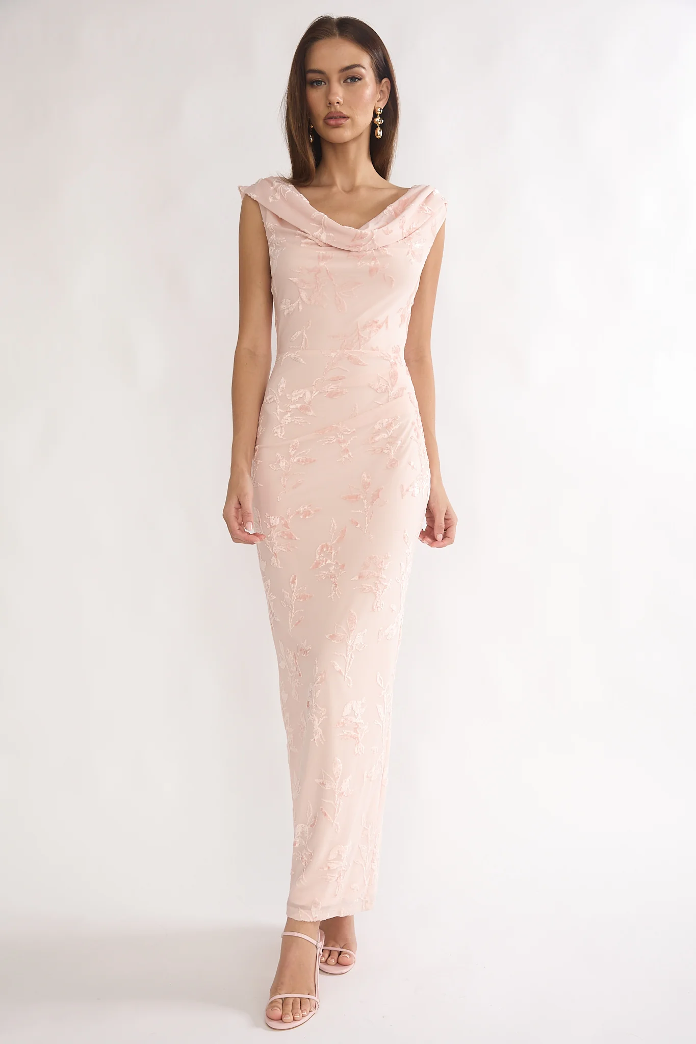 Evermore Cowl Neck Maxi Dress Floral Pink - Image 2
