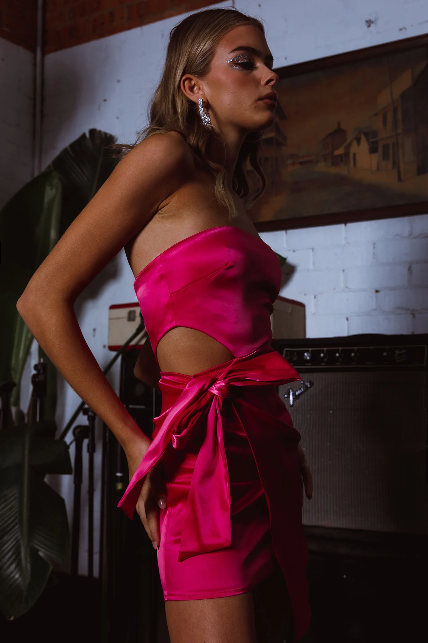 Eyes For You Waist Tie Mini Dress Fuchsia - Image 5
