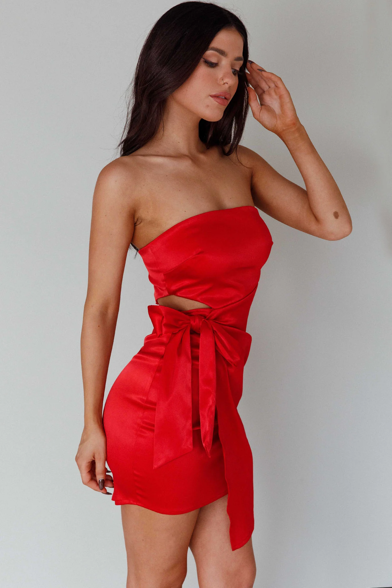 Eyes For You Waist Tie Mini Dress Red - Image 7