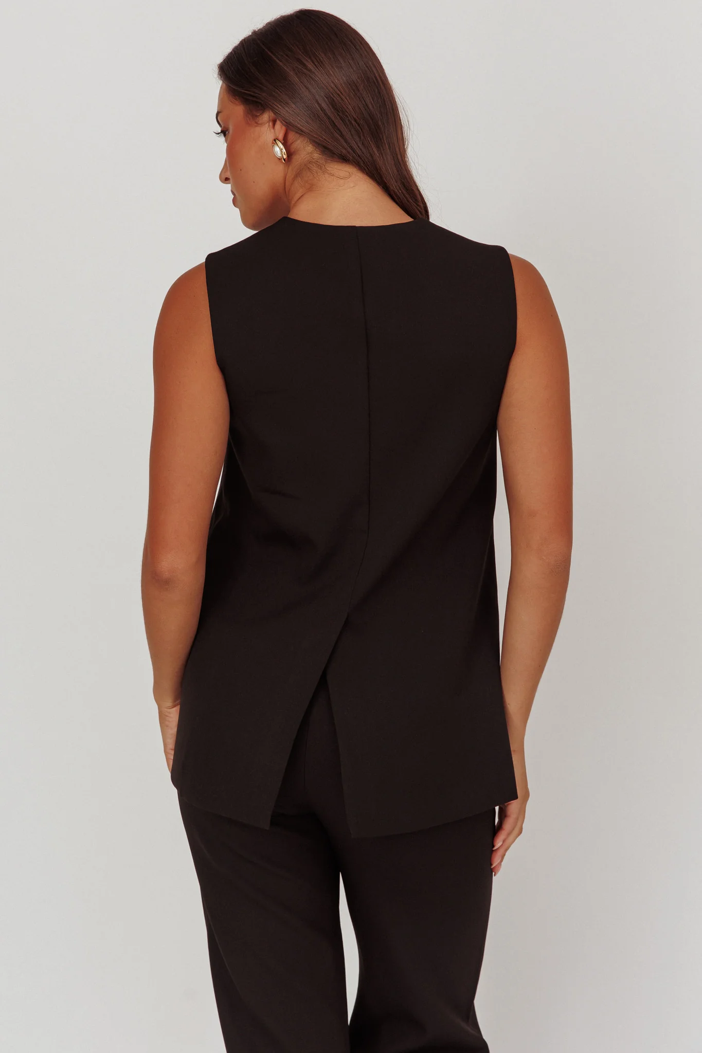 Fair Play Sleeveless Vest Top Black - Image 2