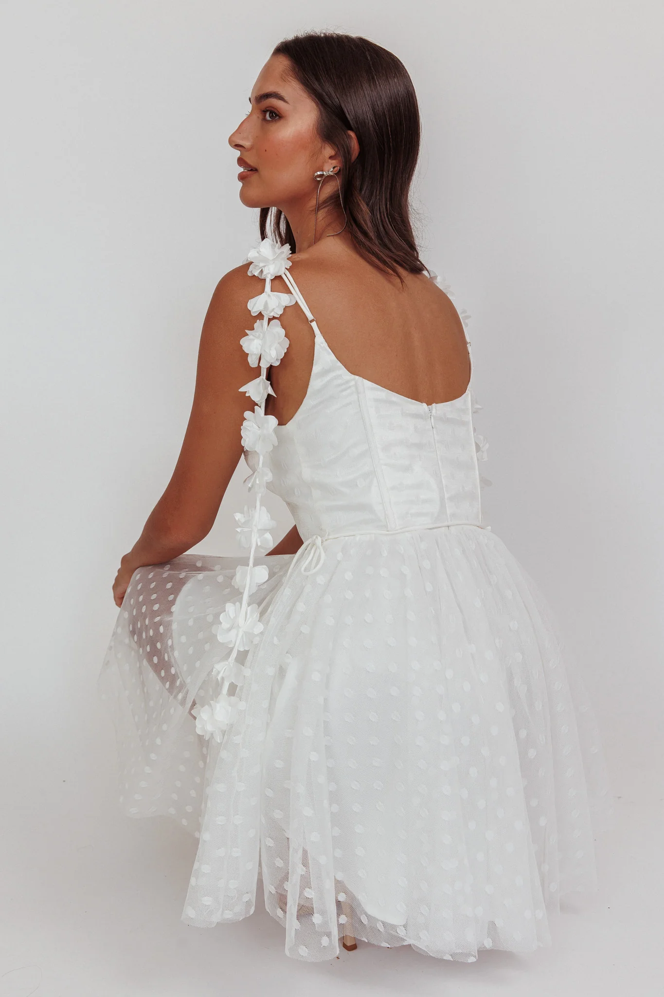 Fairytale Dream Floral Strap Mini Dress White - Image 2