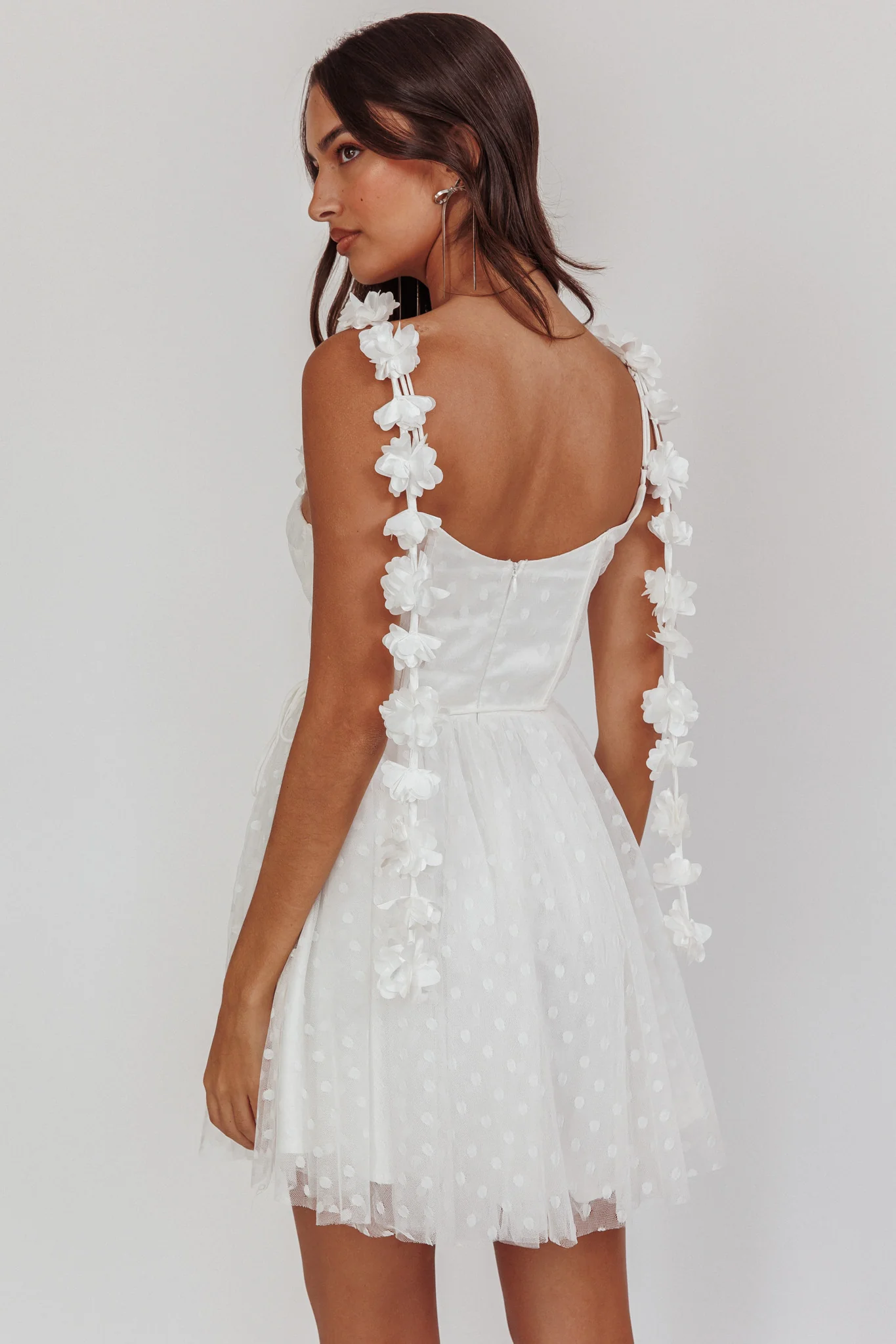 Fairytale Dream Floral Strap Mini Dress White - Image 3