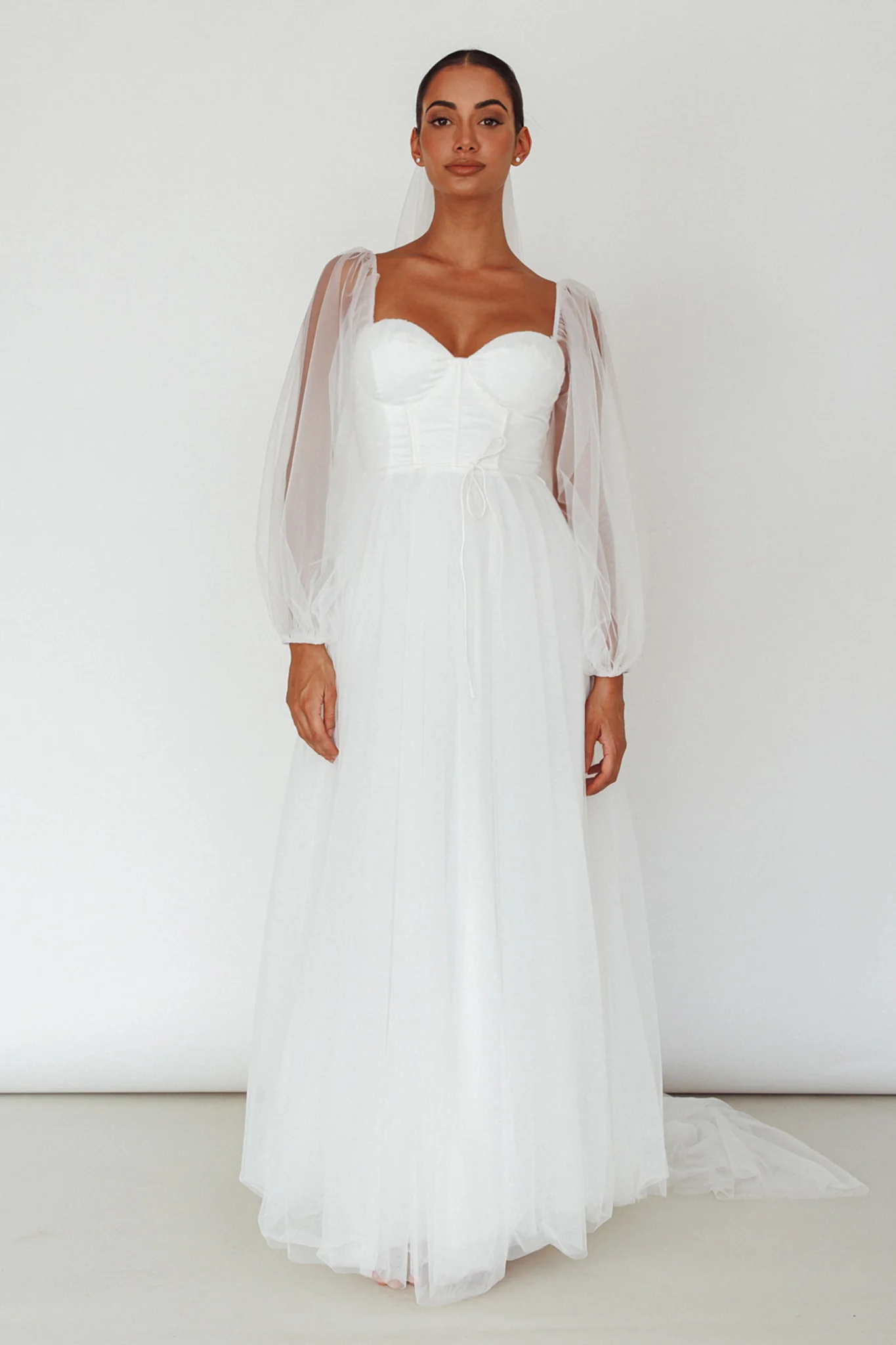 Fairytale Dream Sheer Sleeve Maxi Dress White - Image 3