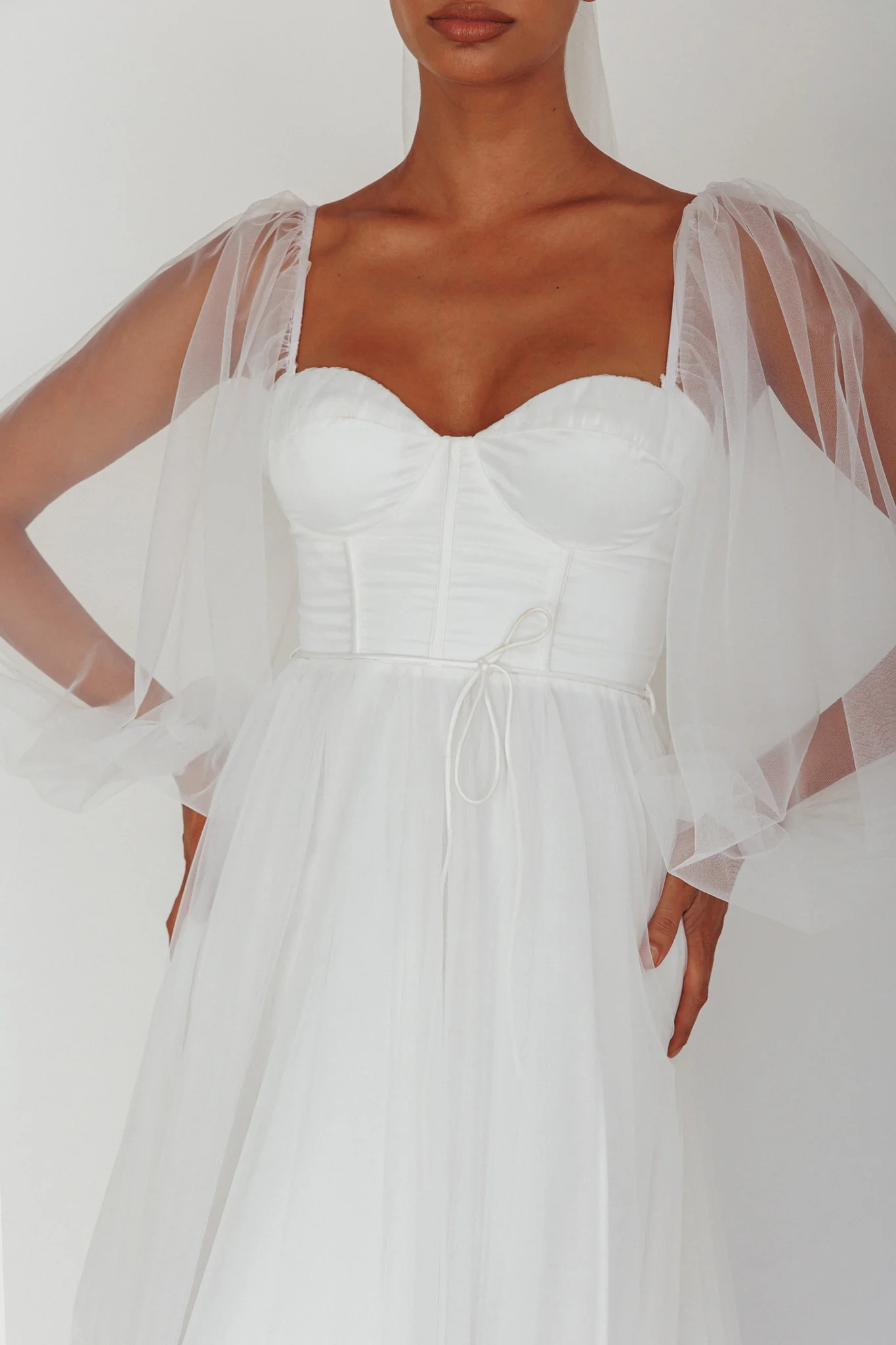 Fairytale Dream Sheer Sleeve Maxi Dress White - Image 4