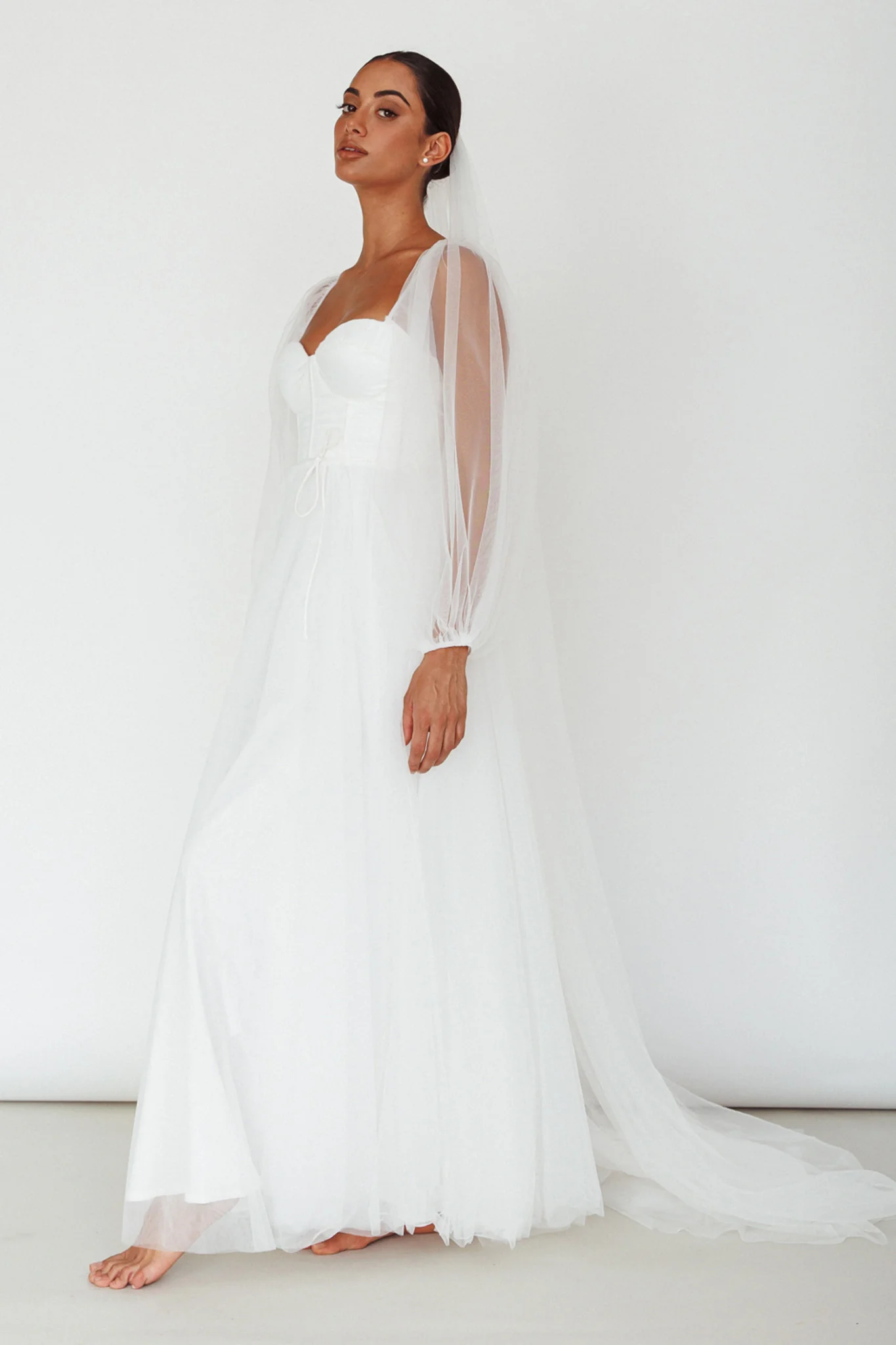 Fairytale Dream Sheer Sleeve Maxi Dress White - Image 8