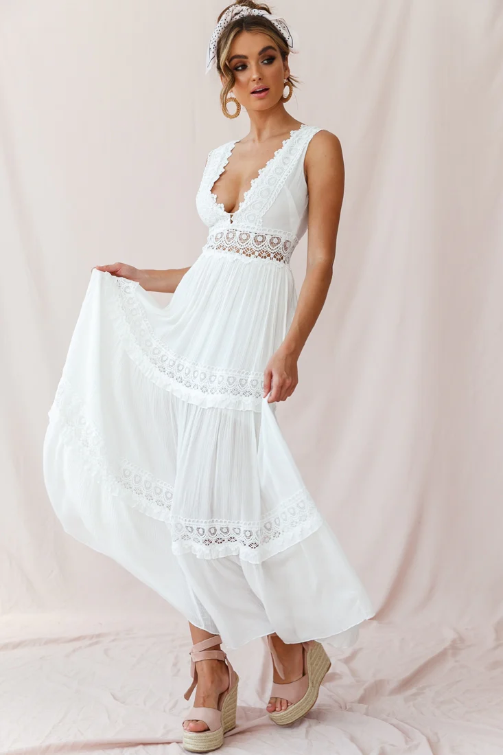 Faith Embroidered Details Maxi Dress Ivory - Image 5