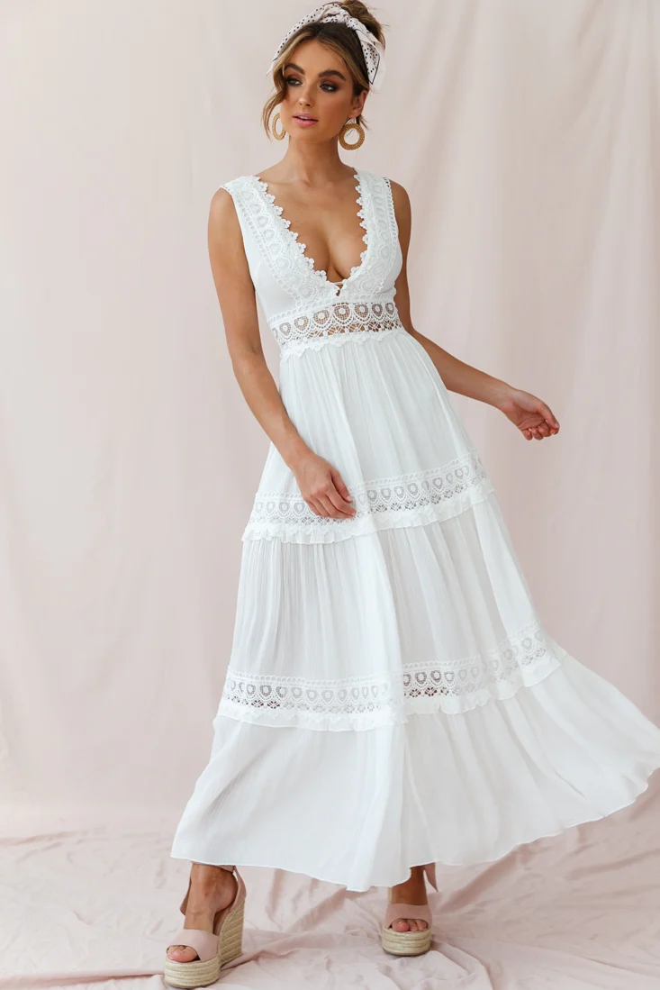 Faith Embroidered Details Maxi Dress Ivory - Image 6