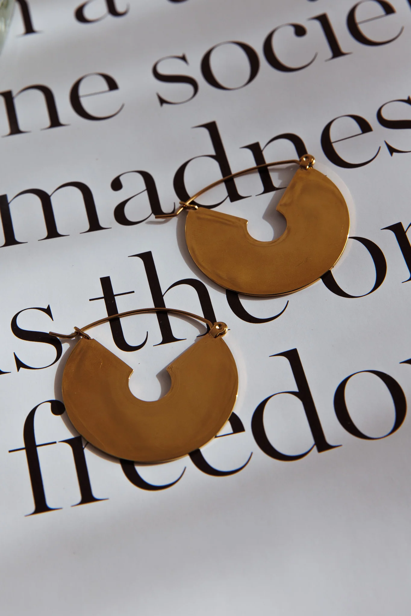 Faith Flat Circle Earrings Gold - Image 3