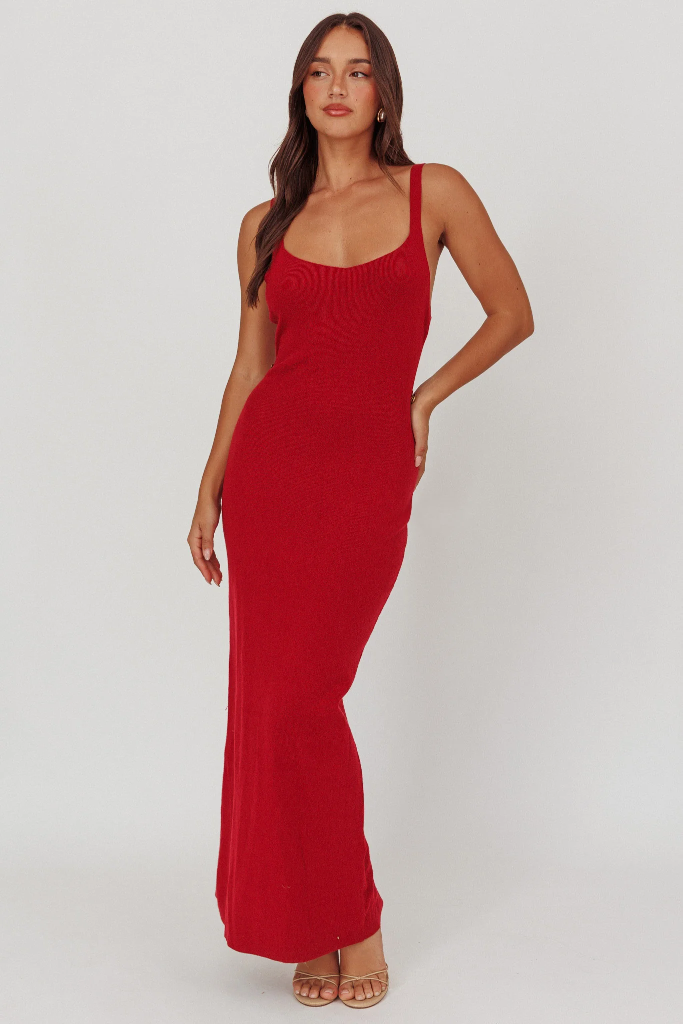 Fall Moon Cut-Out Back Maxi Dress Cherry - Image 4