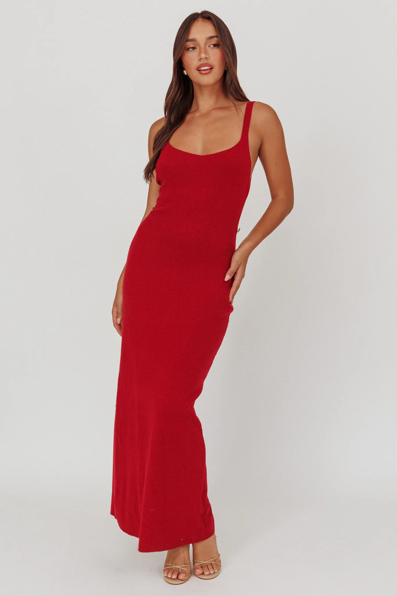 Fall Moon Cut-Out Back Maxi Dress Cherry - Image 5