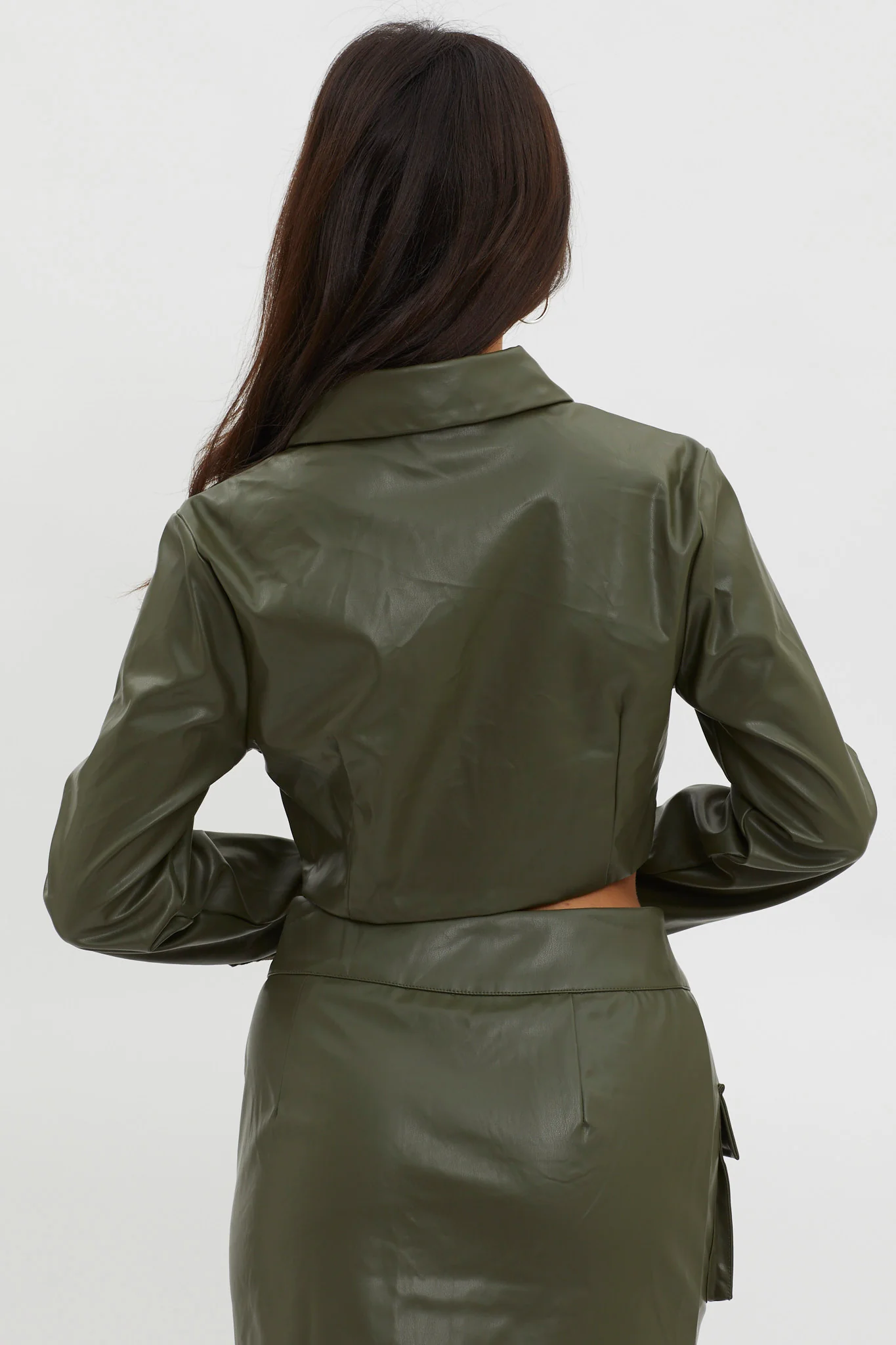 Fallen Angel Faux Leather Crop Top Olive - Image 4