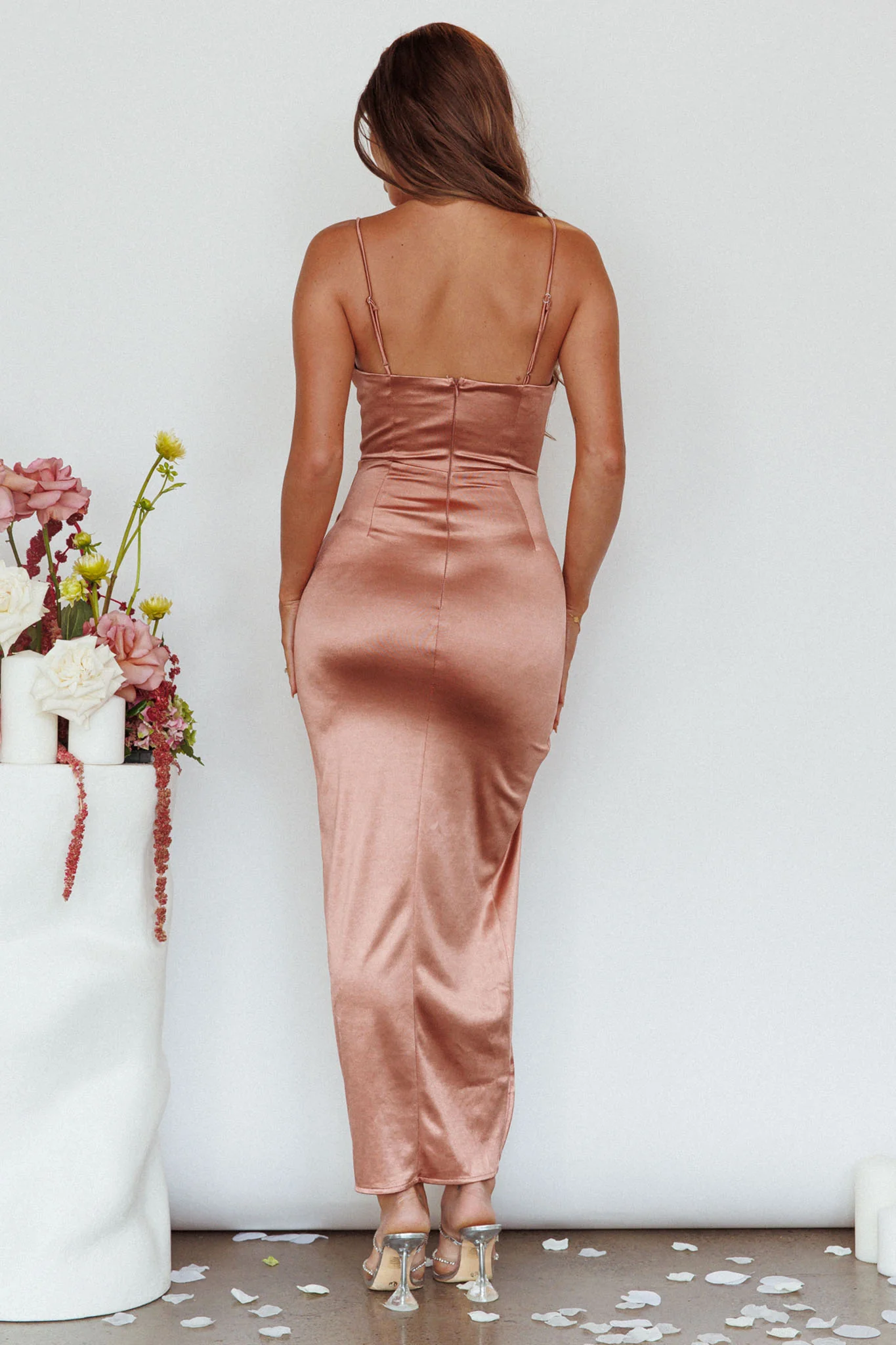 Fayth Split Open Wrap Maxi Dress Bronze - Image 2