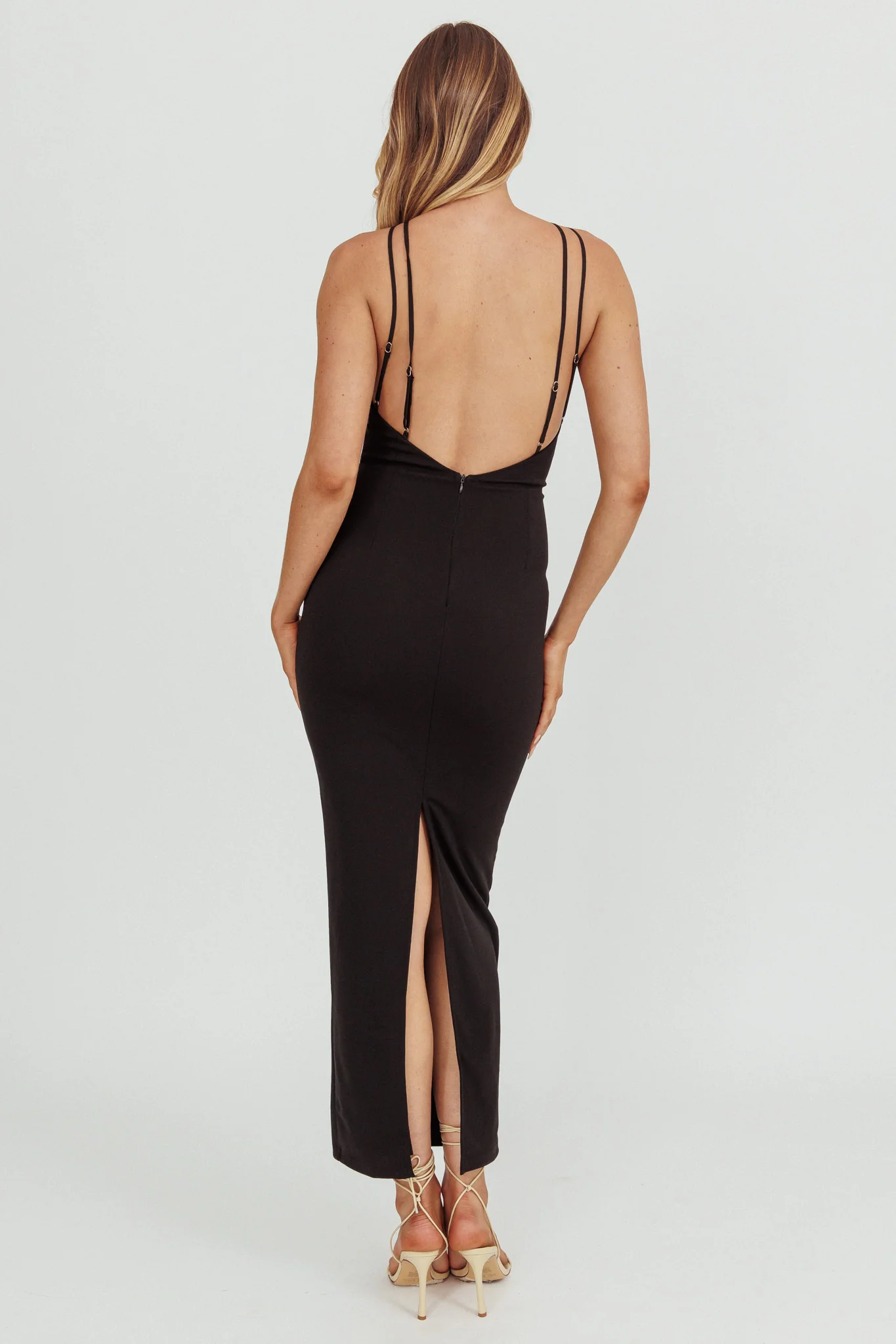 Feels Good Backless Bodycon Maxi Dress Black - Image 3