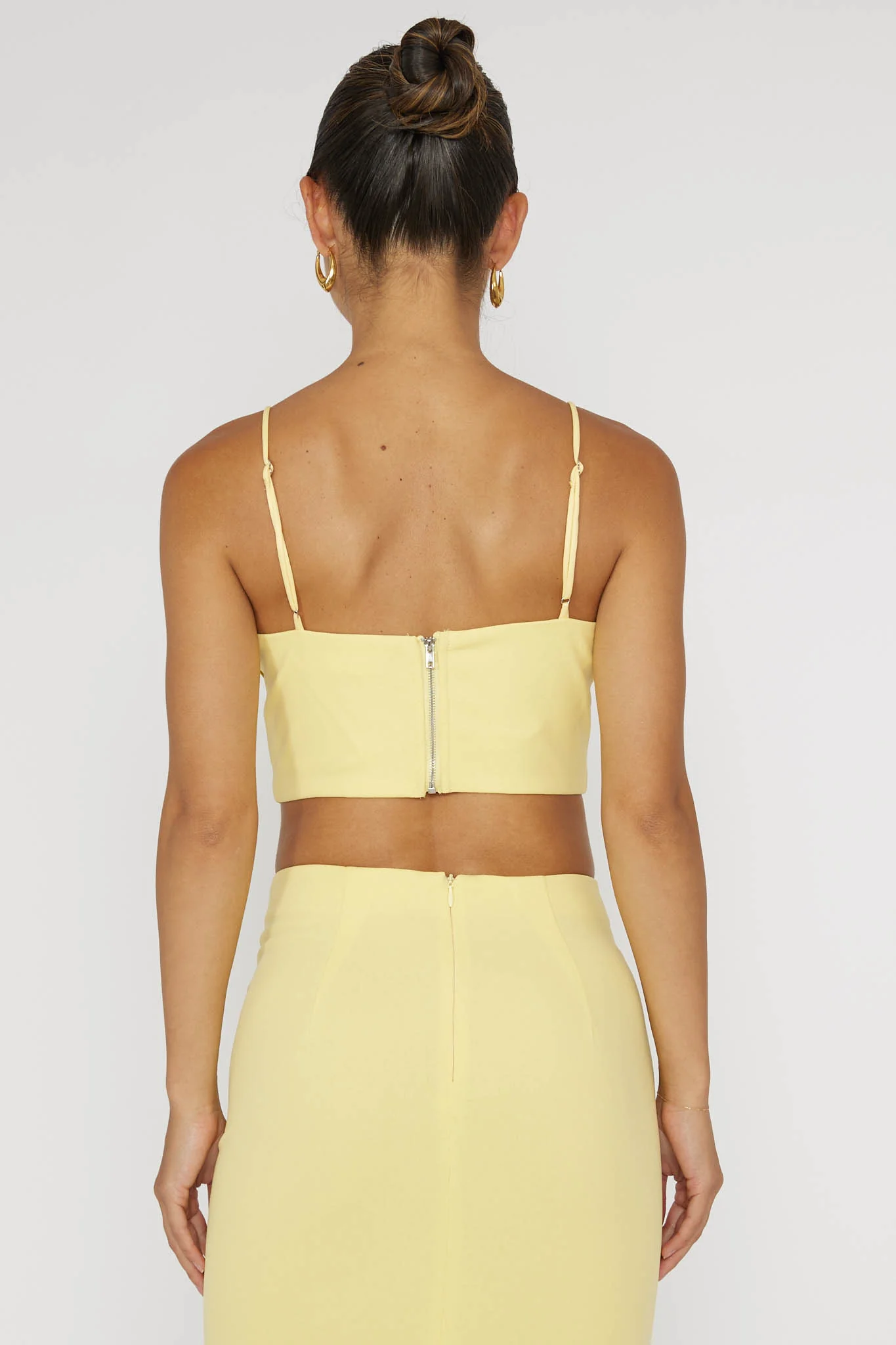 Ferrera Piping Trim Crop Top Yellow - Image 2