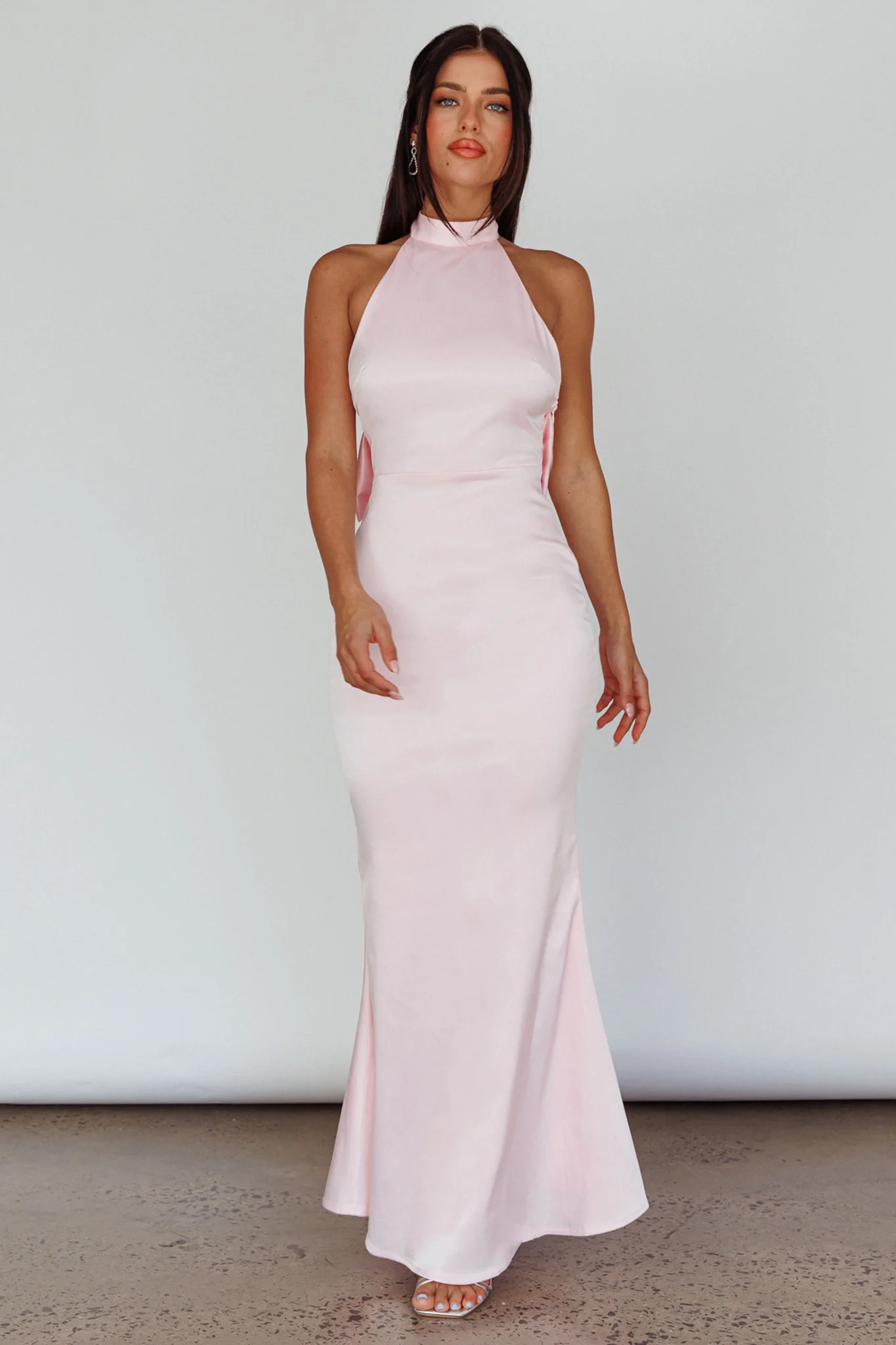Fifth Avenue Bow Back Maxi Dress Baby Pink - Image 3