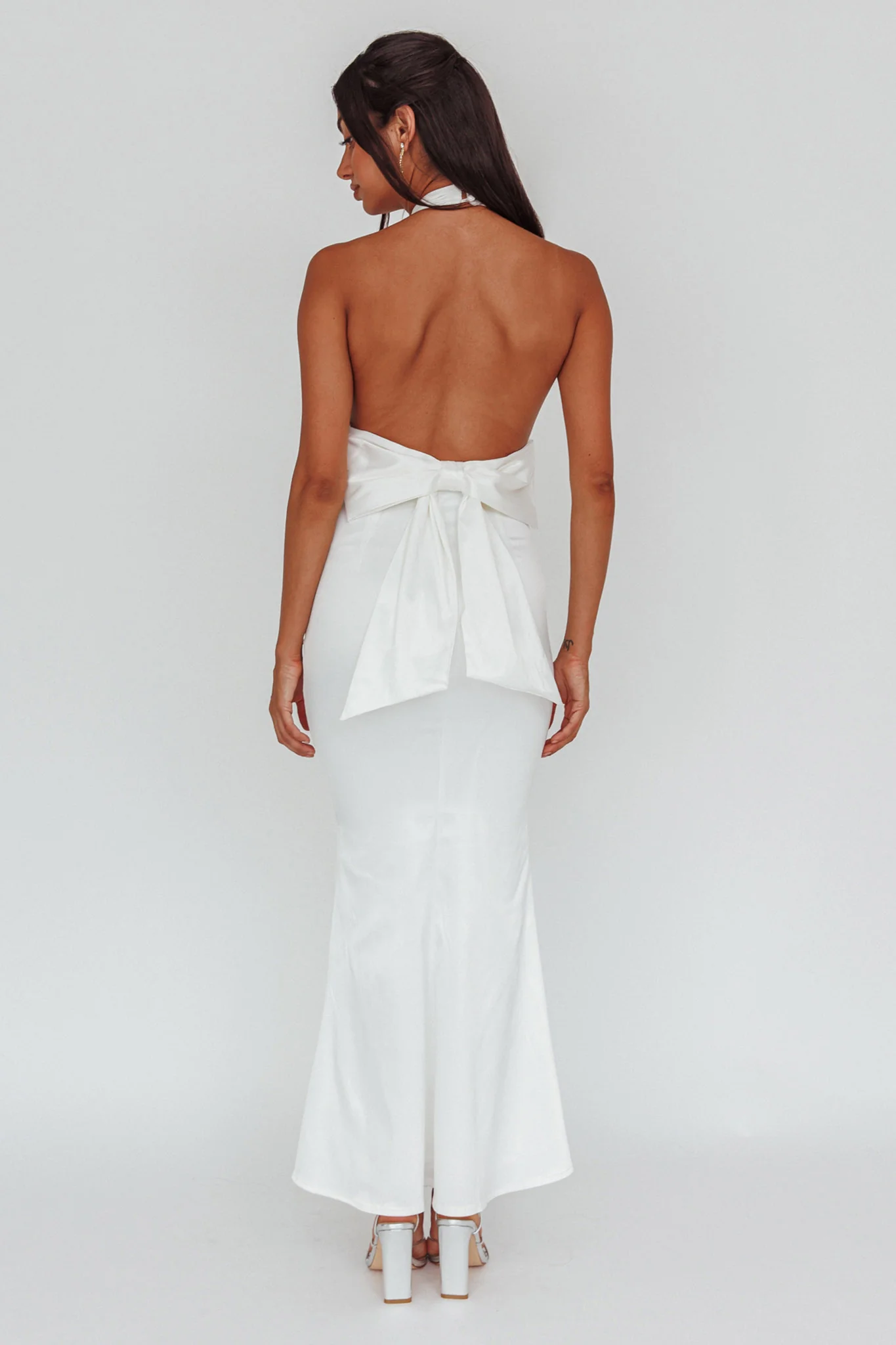 Fifth Avenue Bow Back Maxi Dress White - Image 3