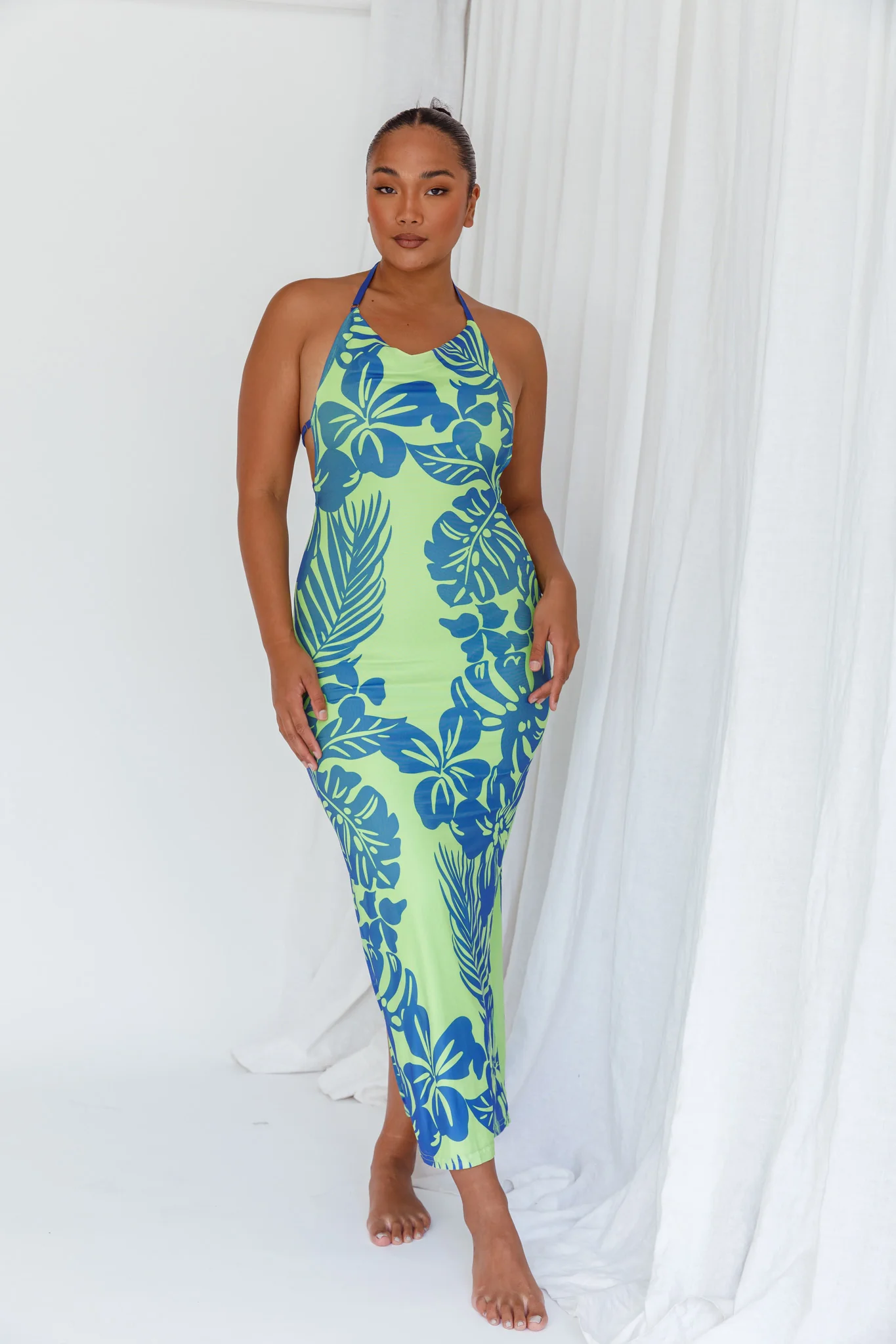 Fiji Feeling Midi Dress Tropical Kiwi