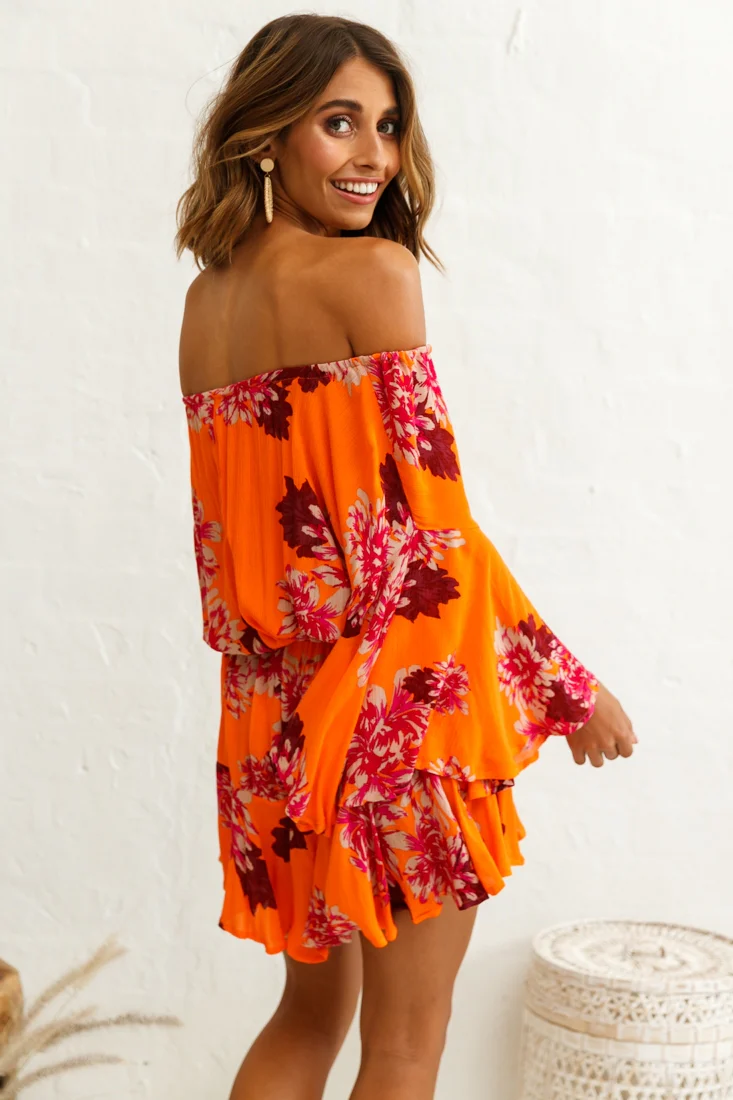 Fiona Drawstring Waist Romper Orange - Image 4