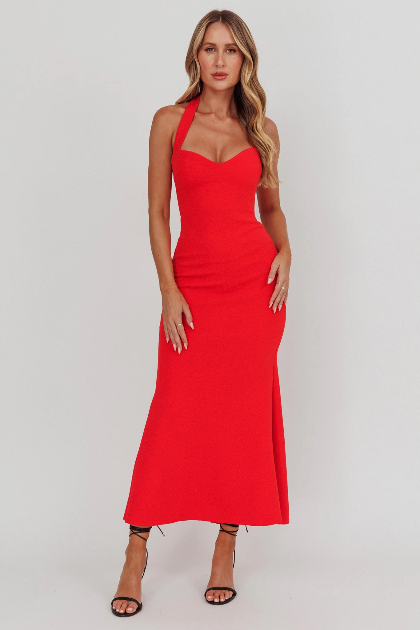 Fire Of Stars Halterneck Maxi Dress Red - Image 5