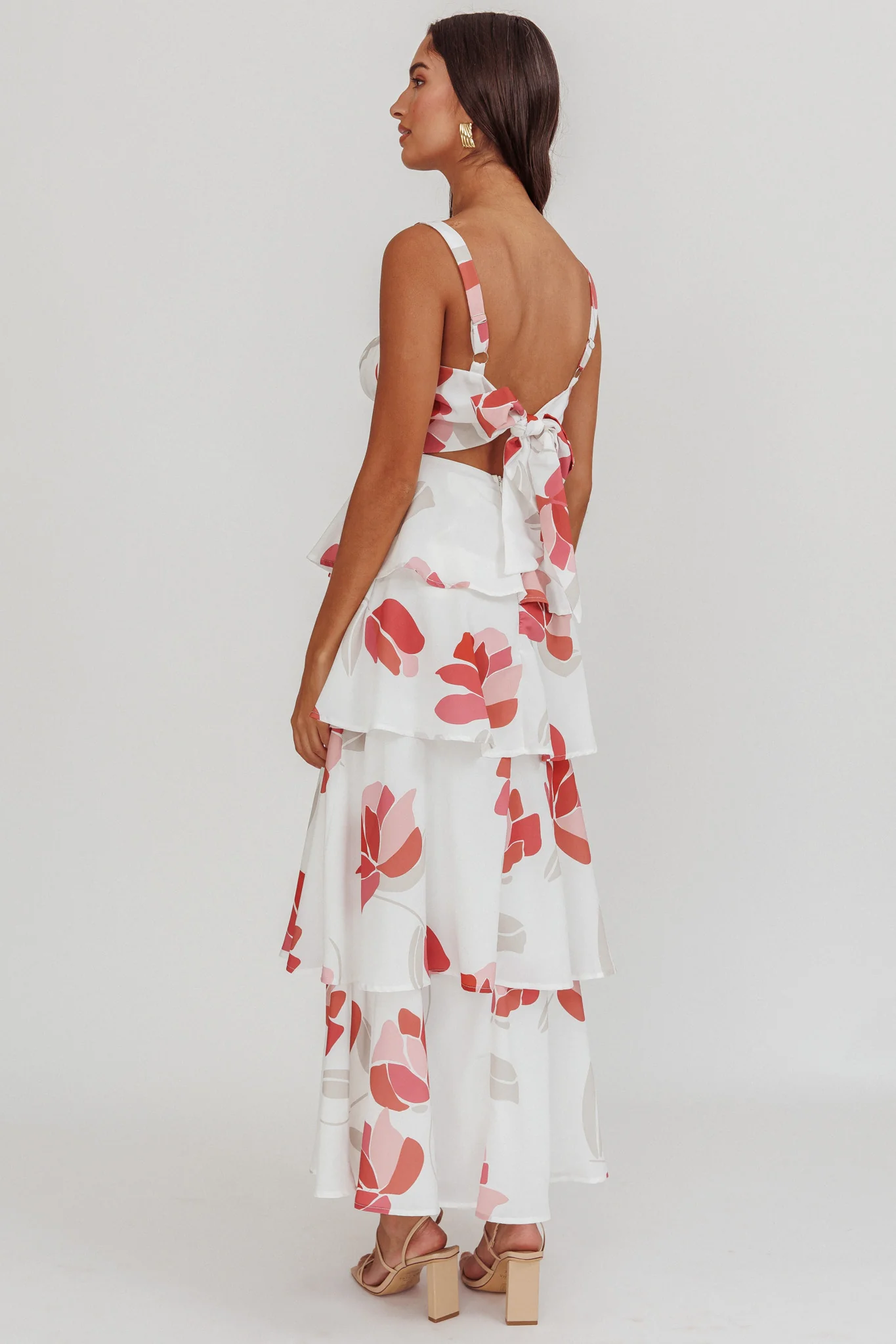 Provence Bloom Tiered Floral Maxi Dress Rose - Image 2