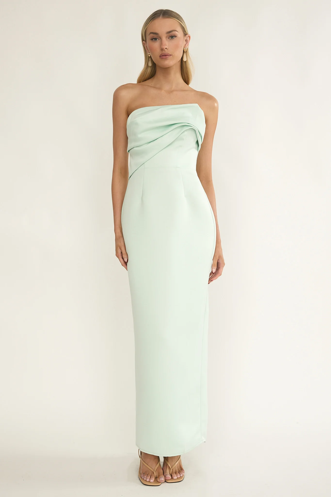 Fleur Sky Strapless Pleat Bust Maxi Dress Mint - Image 5