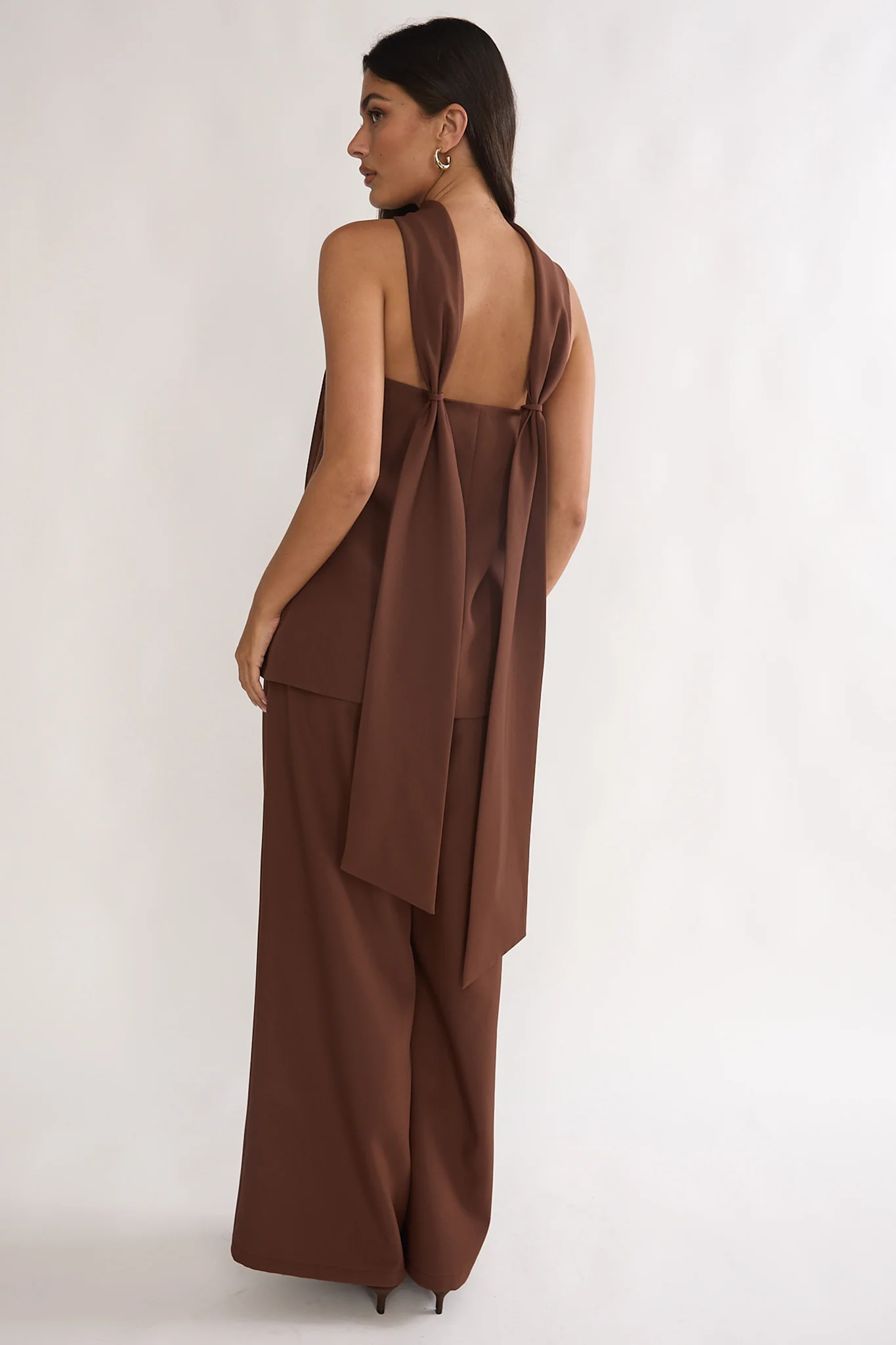 Florene Strapless Split Scarf Pants Chocolate - Image 3