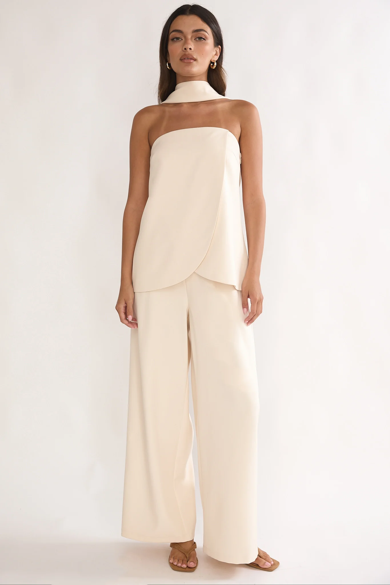 Florene Strapless Split Scarf Top Vanilla - Image 2