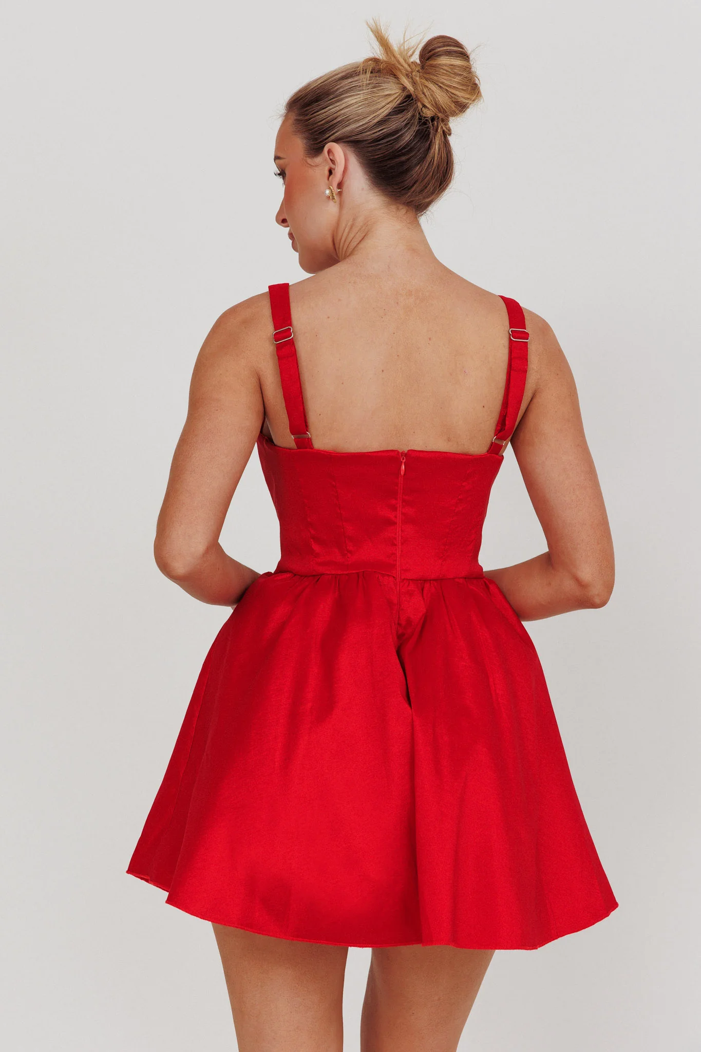 Found You Square Neck Flared Mini Dress Red - Image 2