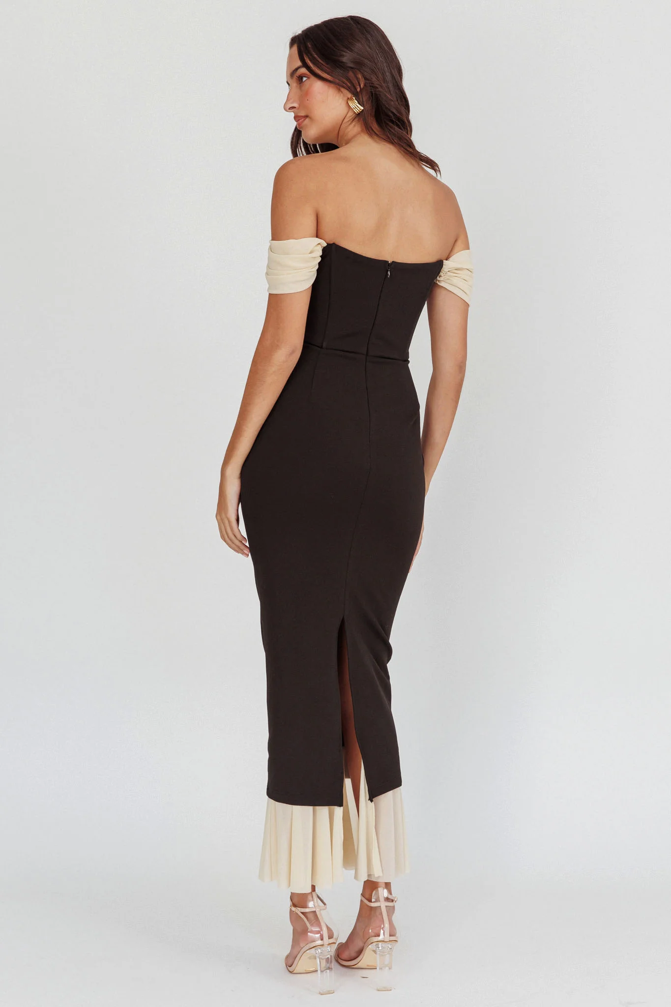 Freesia Off Shoulder Bodycon Maxi Dress Black - Image 2
