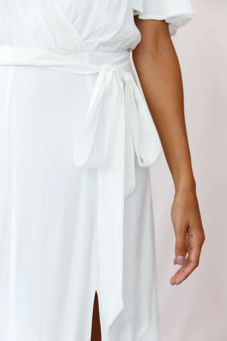 Friday Surplice Neckline Front Split Maxi Dress White - Image 4
